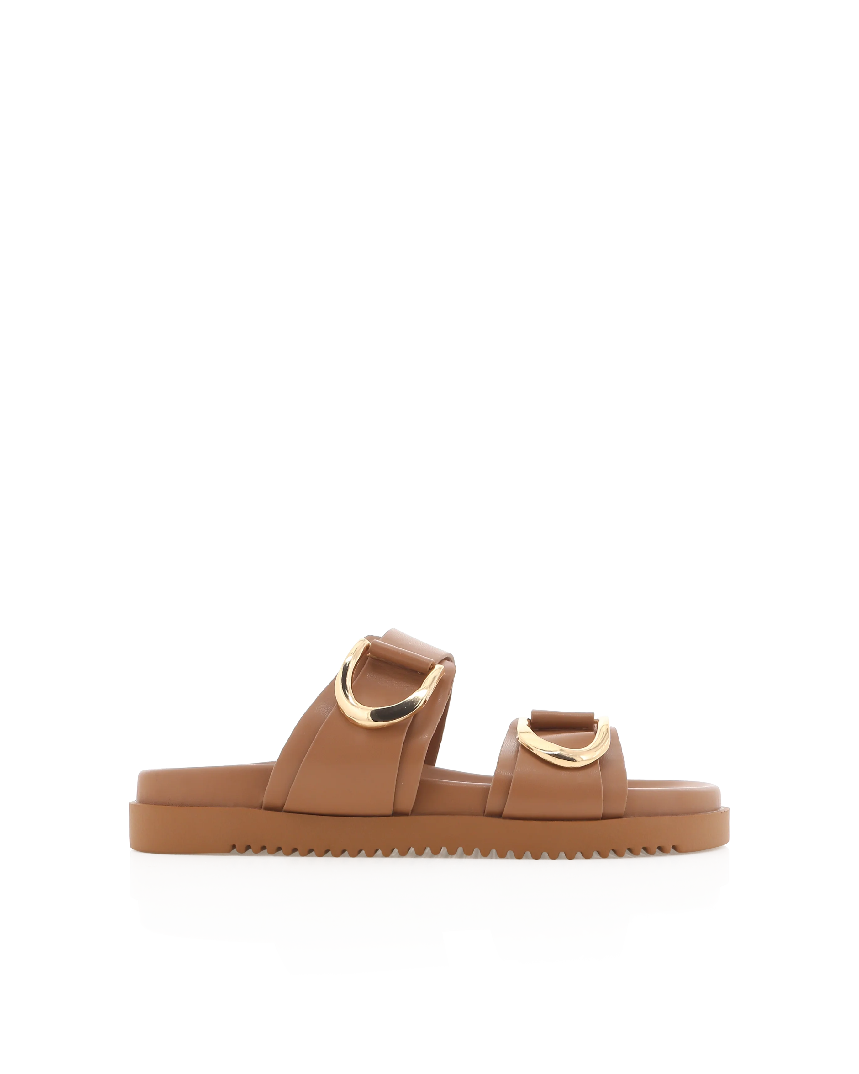 Areli Dark Sand Gold Double Buckle Slide