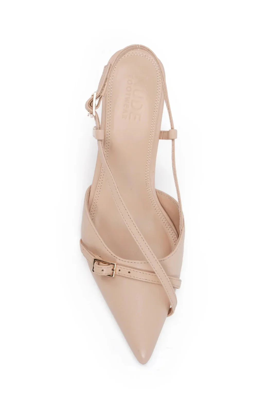 Aymara Nude Strappy Slingback Leather Heel - Image 2