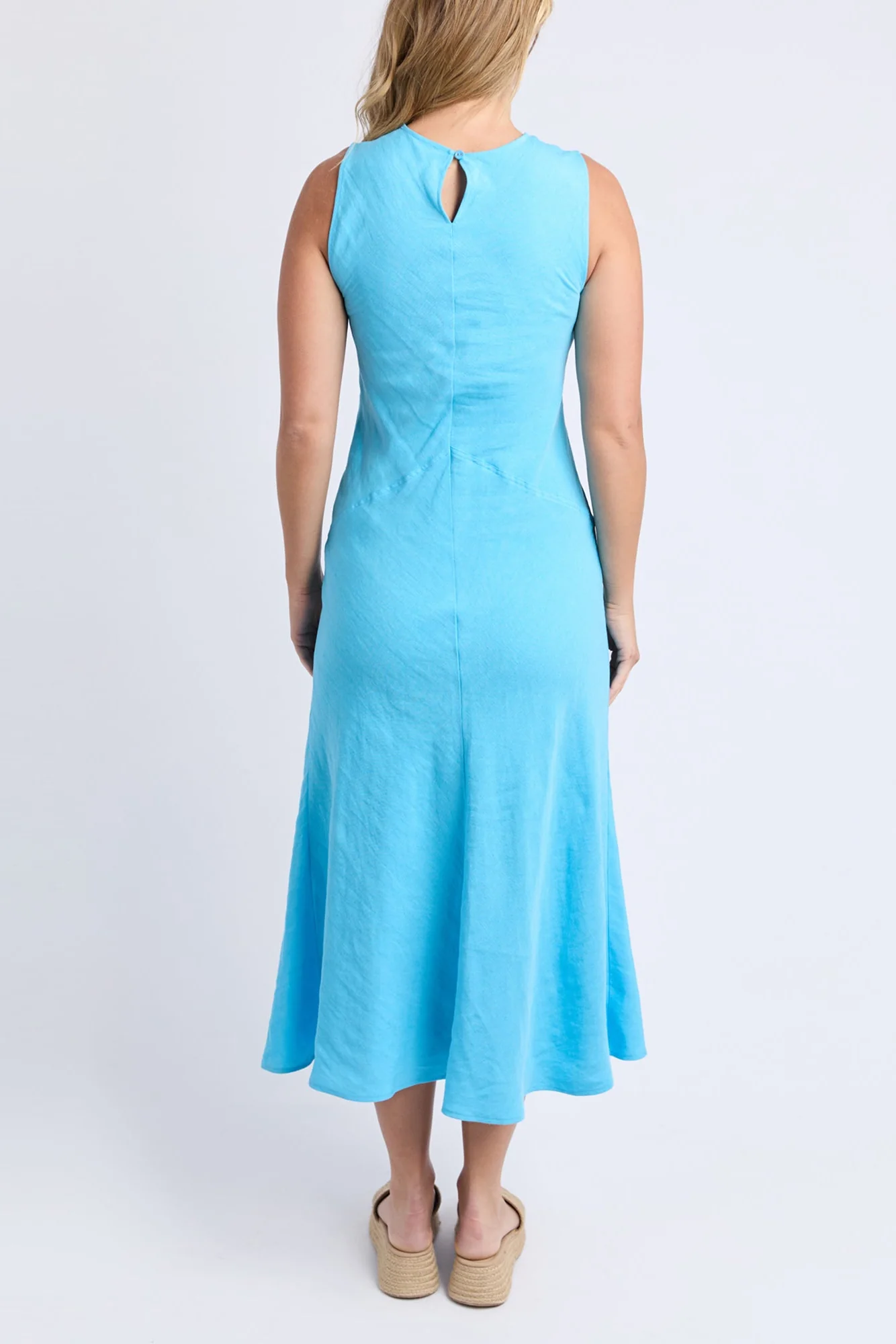 Azure Blue Sleeveless Tank Midi Dress - Image 4