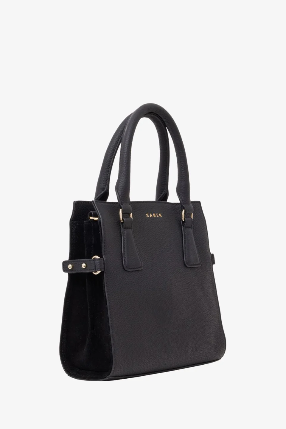 Beau Black Leather Suede Side Crossbody Bag - Image 5