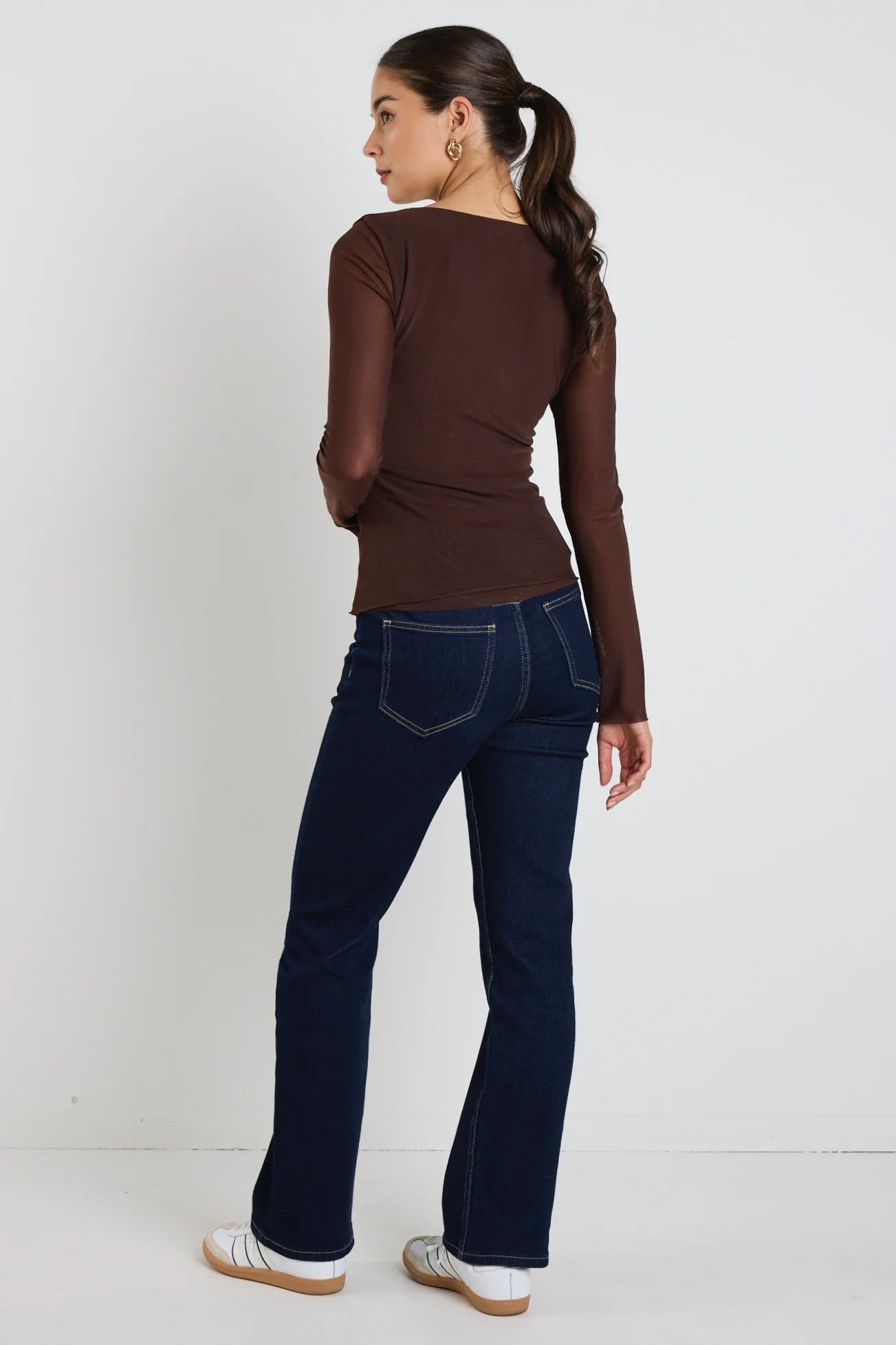 Bravo Chocolate Mesh Long Sleeve Top - Image 4
