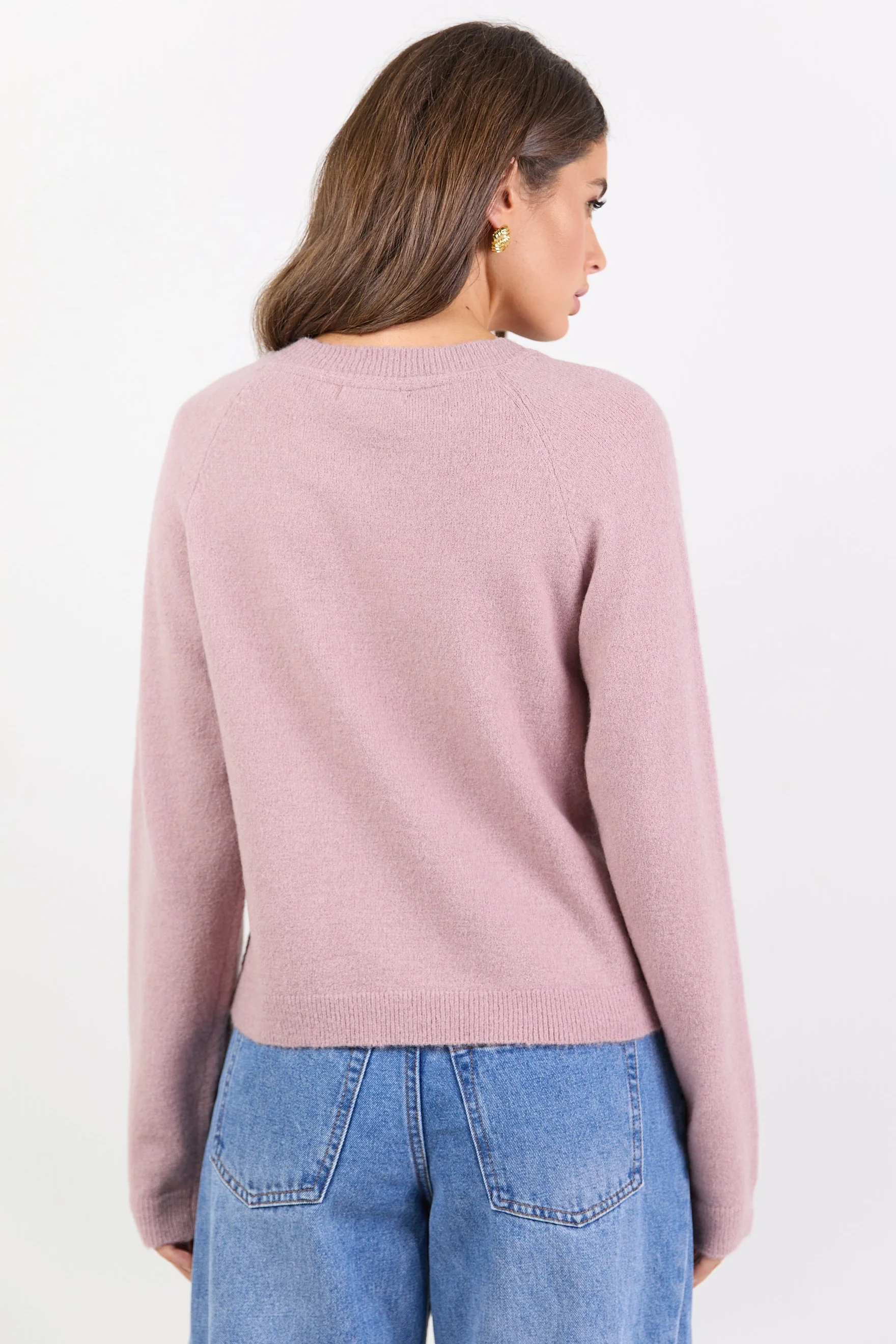 Camelia Blush Alpaca Blend Long Raglan Sleeve Crewneck Knit Jumper - Image 4