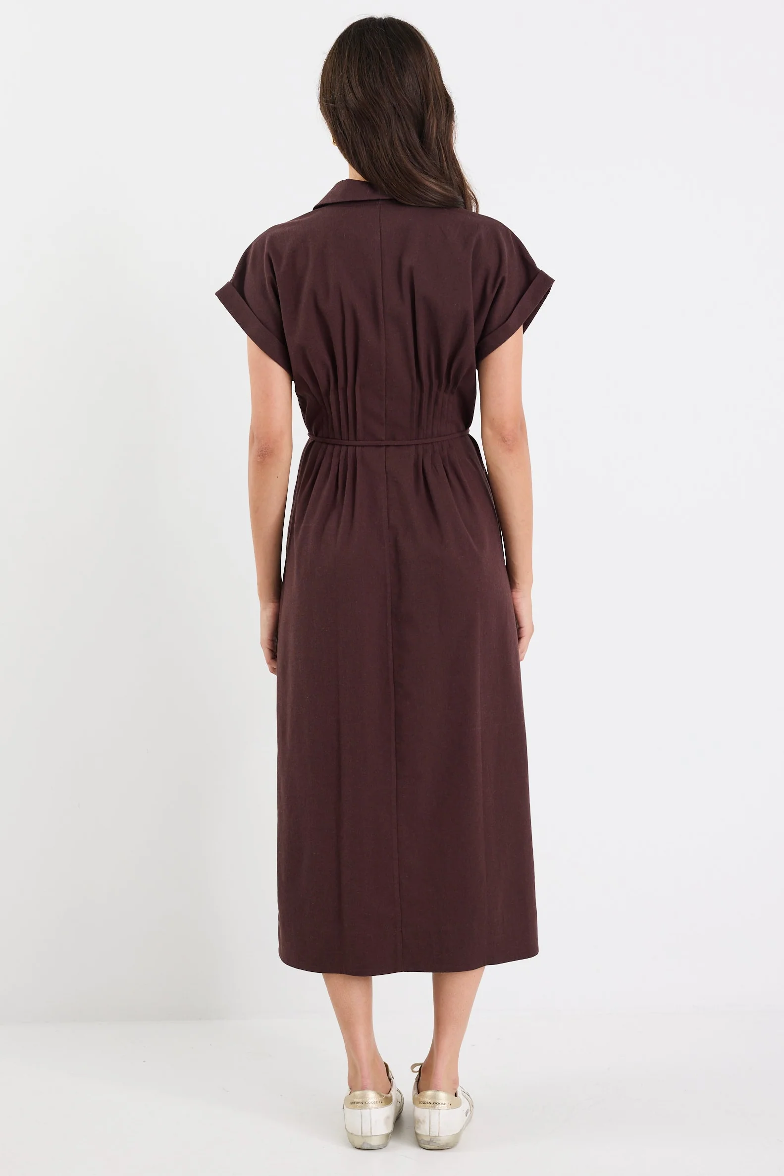 Carriage Chocolate Sleeveless Pintuck Midi Shirt Dress - Image 4