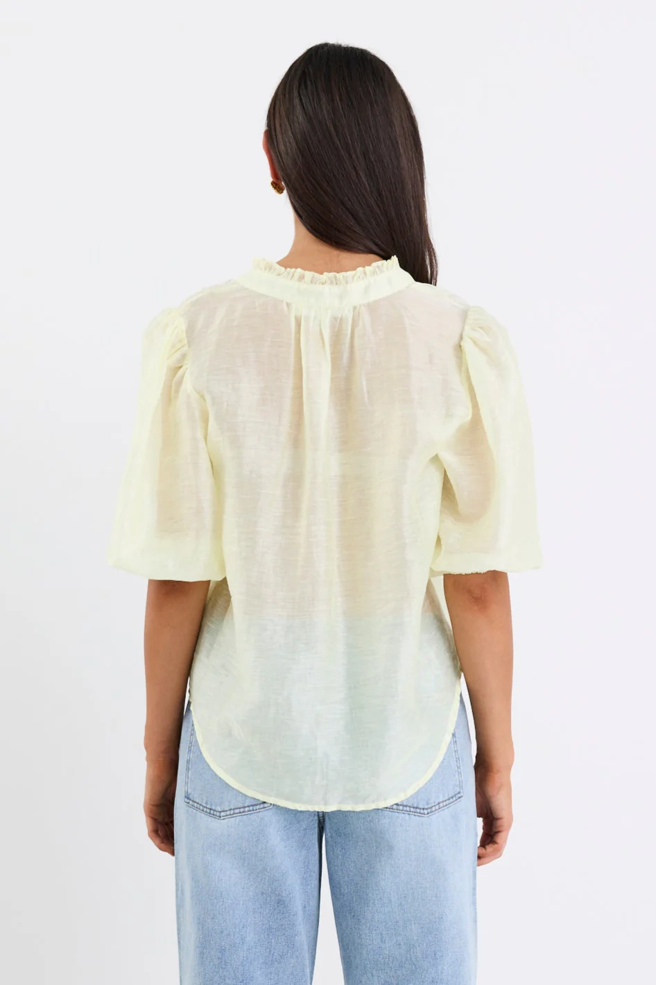 Closure Sunshine Sheer High Neck Buttoned SS Top - Image 7