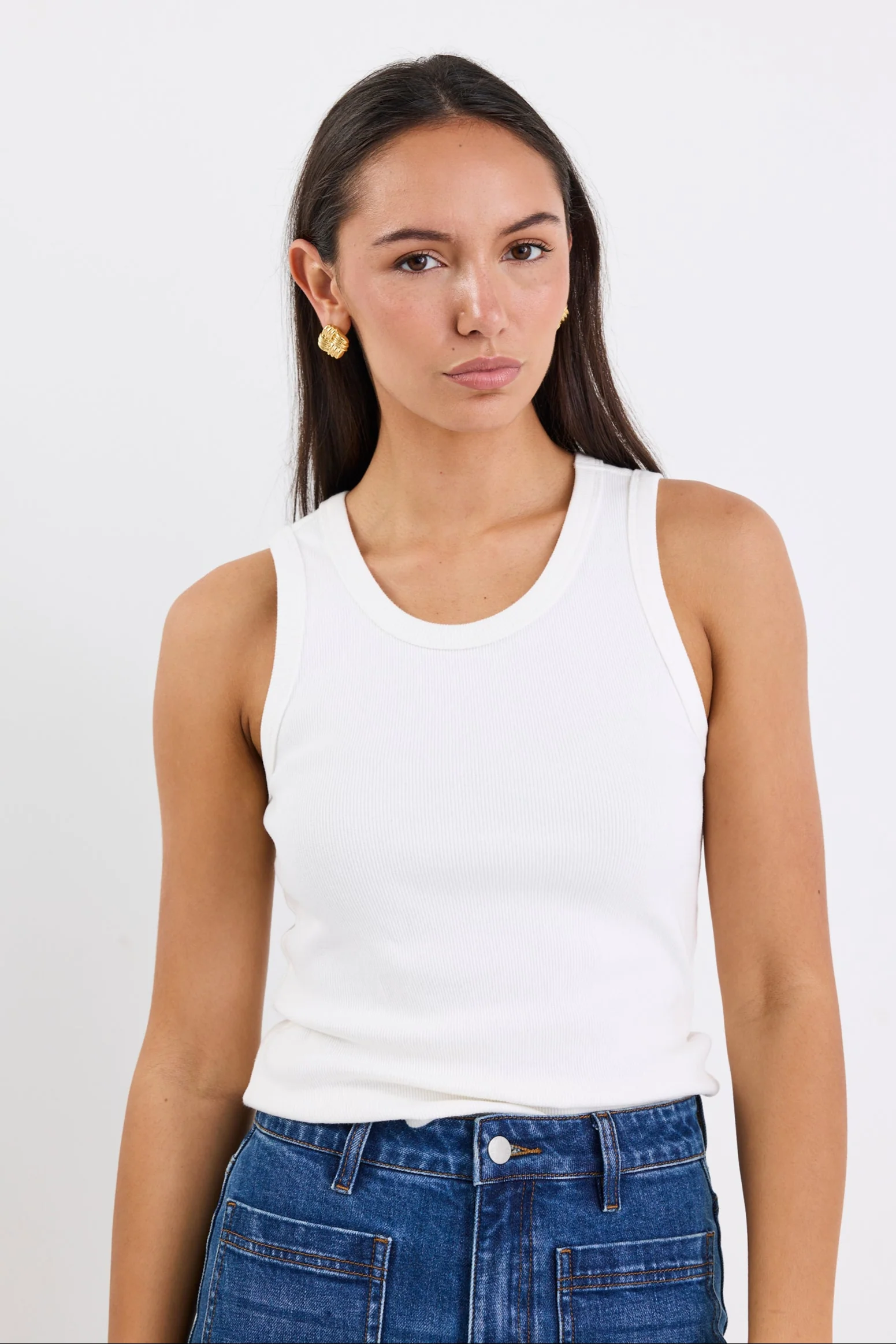 Cobble Ivory Rib Cutaway Tank