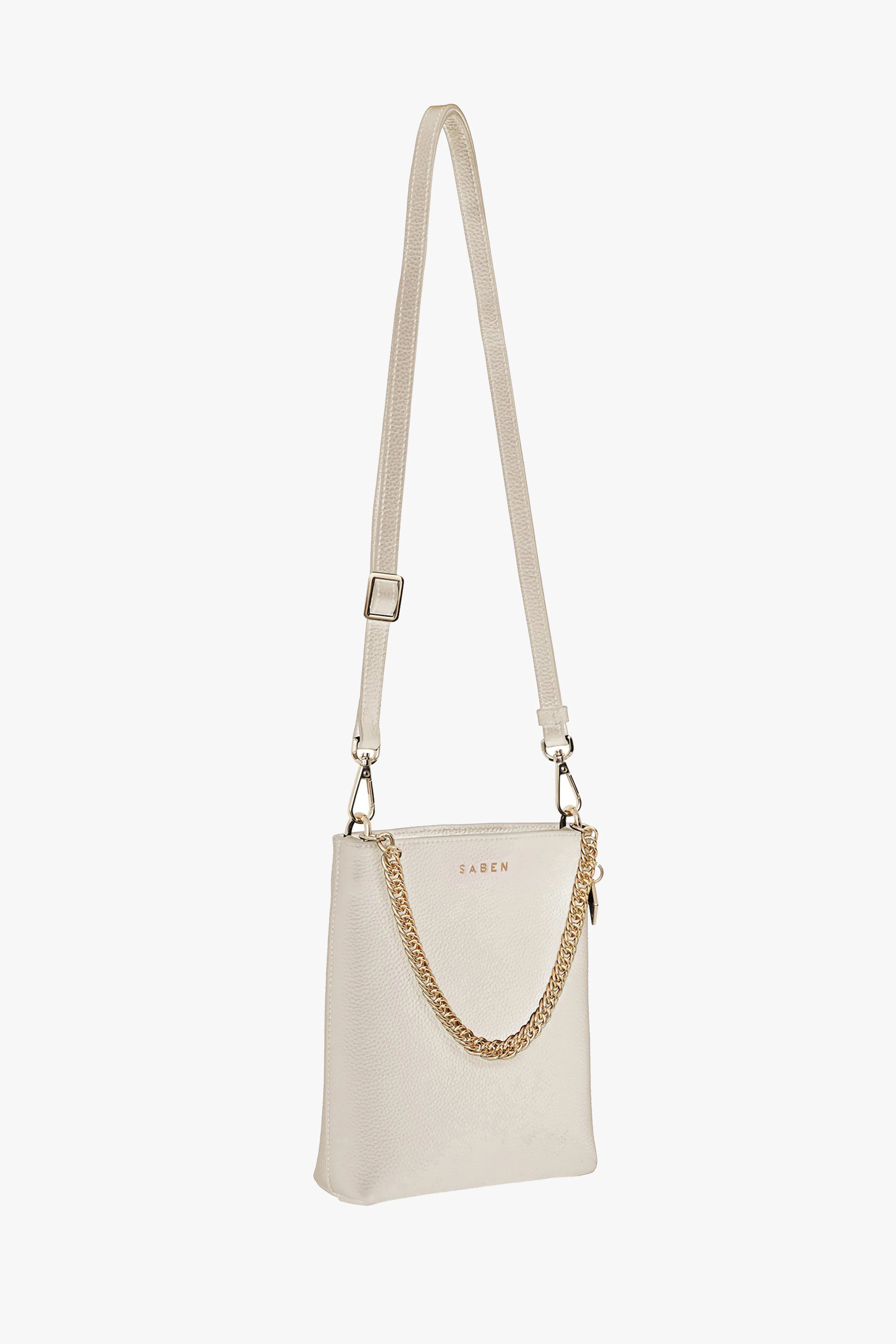 Coco Alabaster Leather Bucket Bag with Gold Chain Detail - Image 3