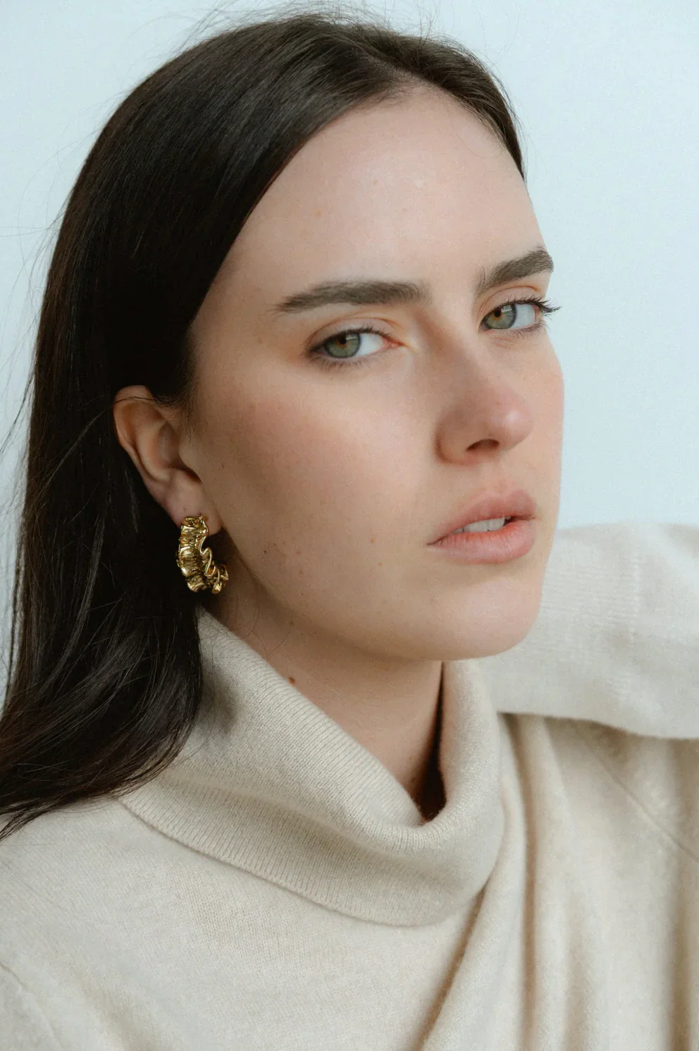 Crinkle Gold Plated EOL Stud Earrings - Image 2