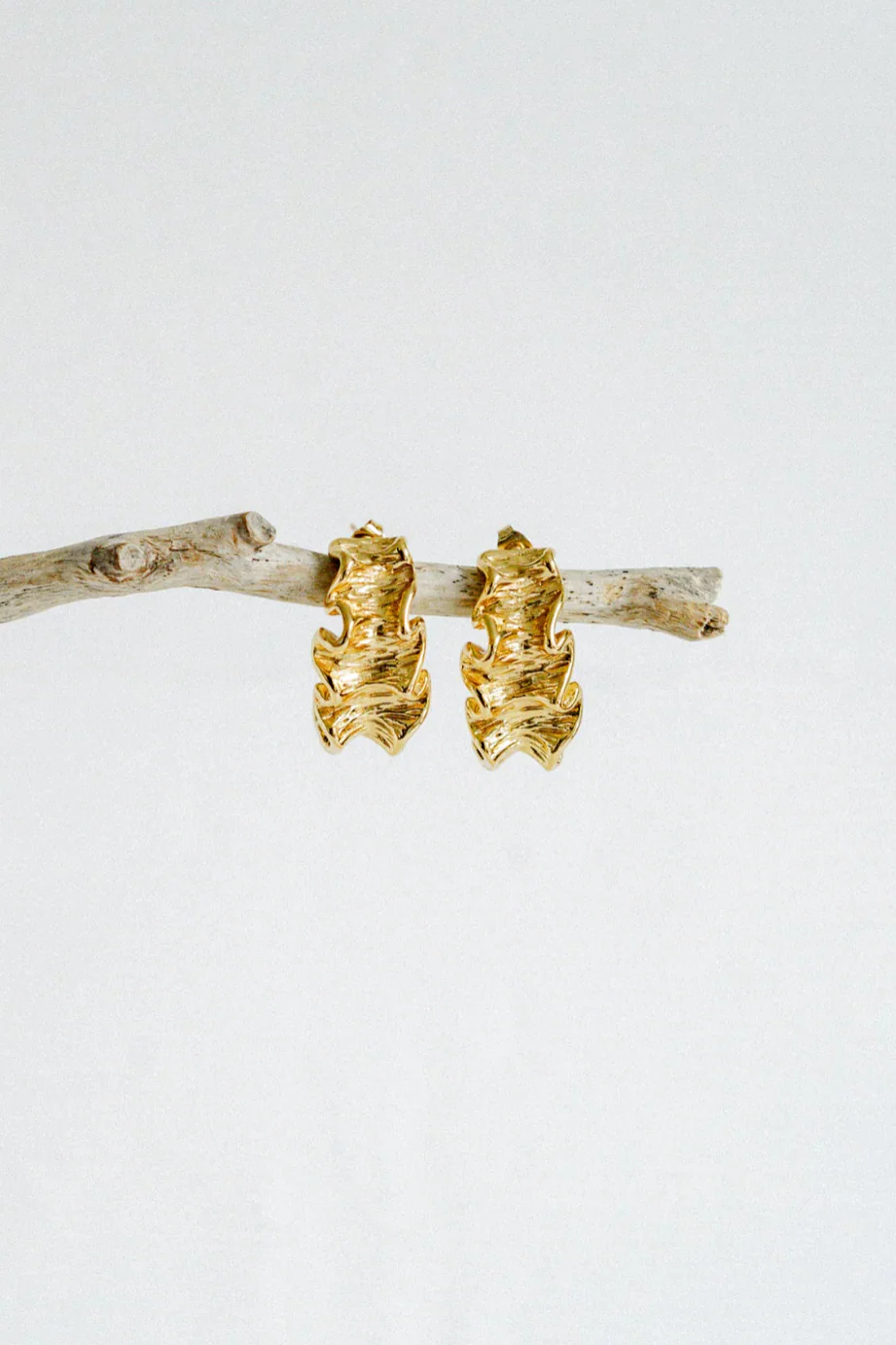 Crinkle Gold Plated EOL Stud Earrings - Image 3