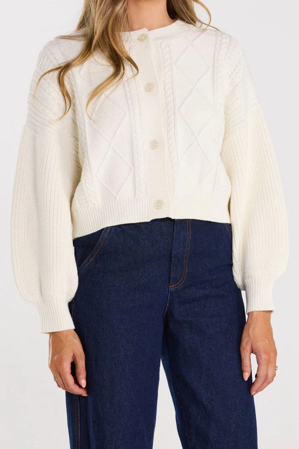 Flourish Milky Bar Cable Knit Cardigan - Image 2