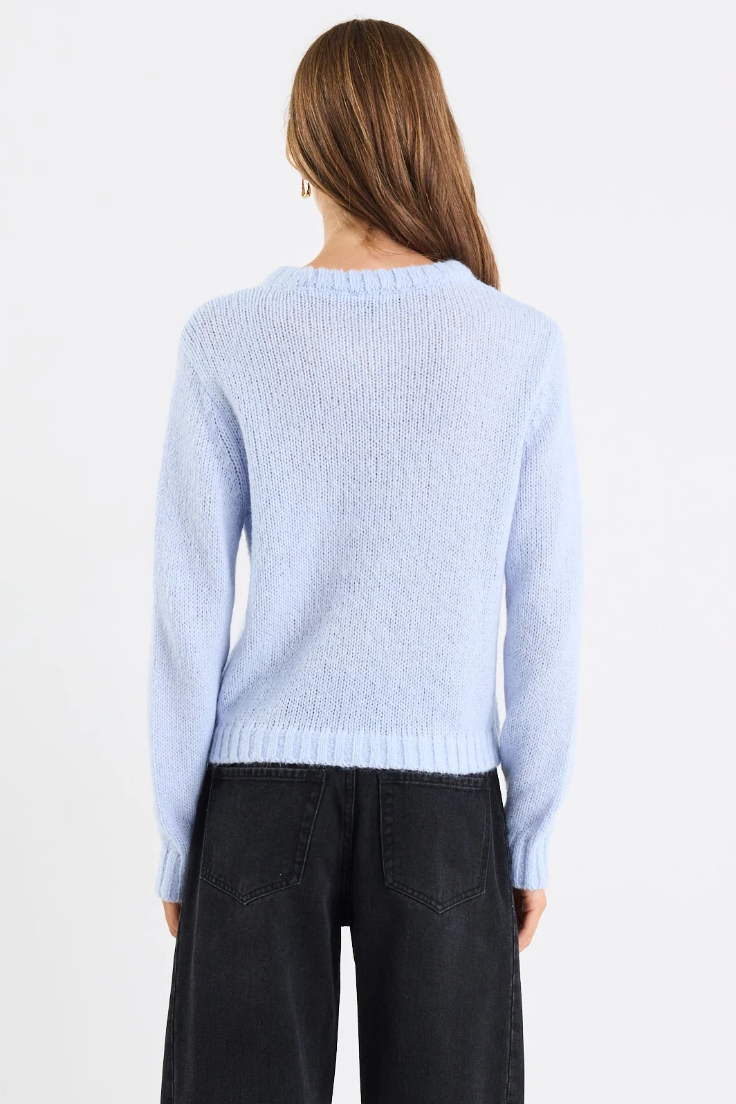 Genuine Ice Blue Crewneck Fluffy Long Sleeve Jumper - Image 5