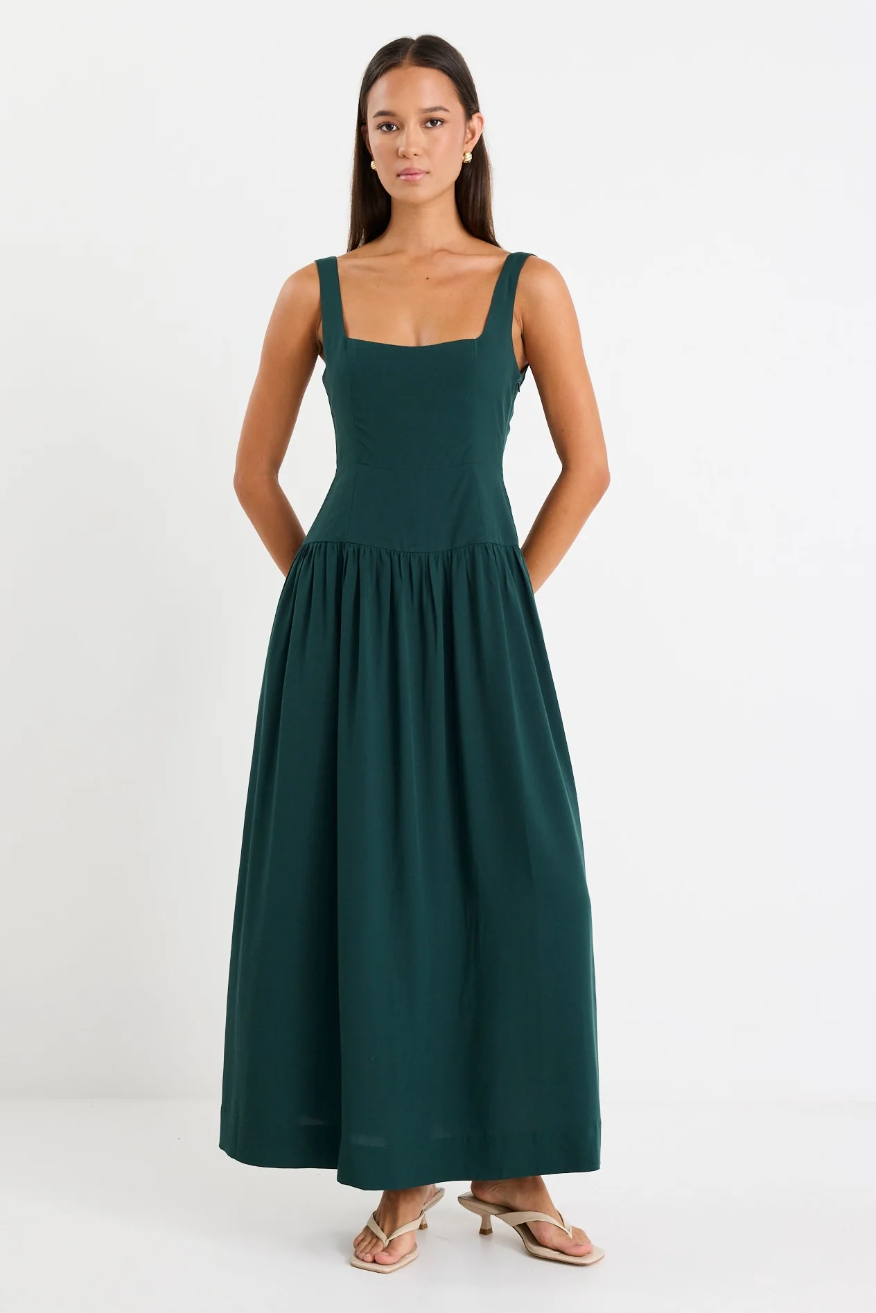 Gilded Forest Sleeveless Square Neck Maxi Dress - Image 3