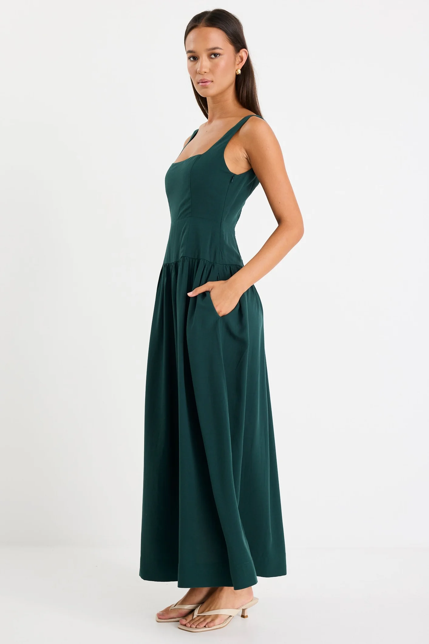 Gilded Forest Sleeveless Square Neck Maxi Dress - Image 4