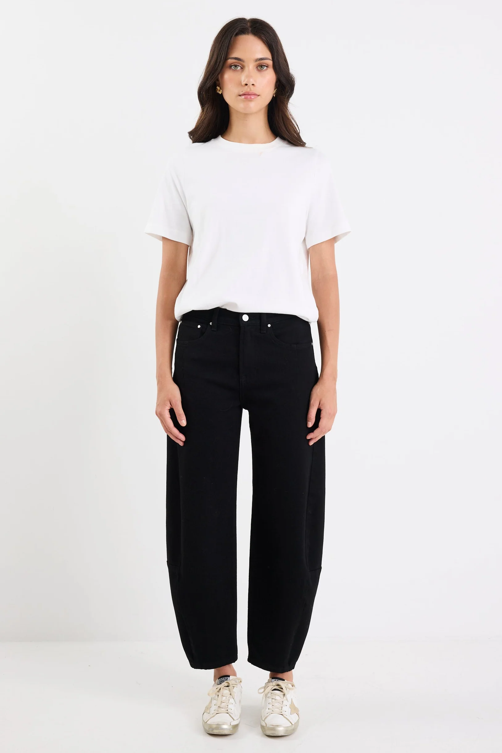 Graduate Jet Black Stretch Barrel Jeans