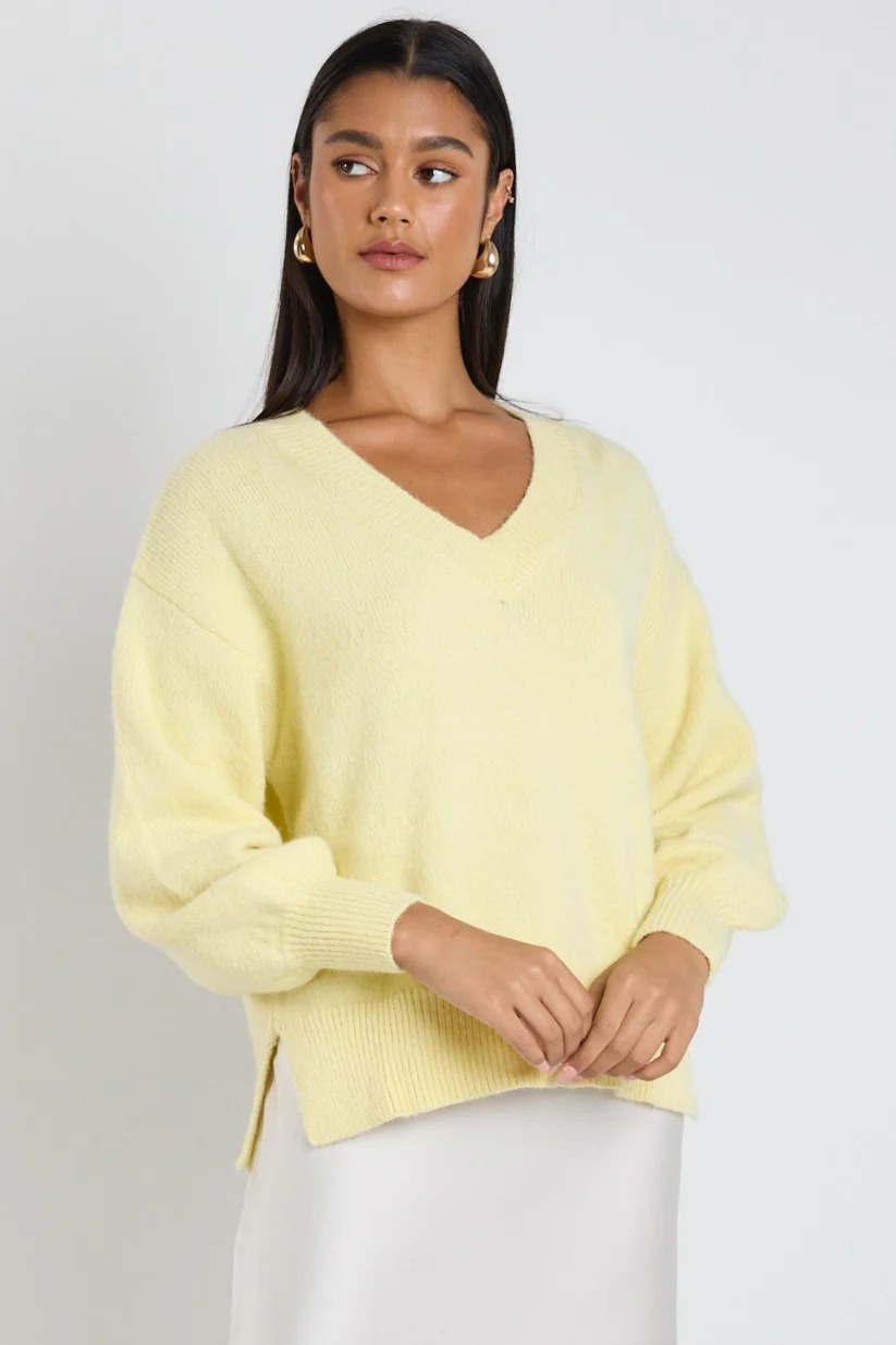Harvest Butter V Neck Knit Jumper - Image 3
