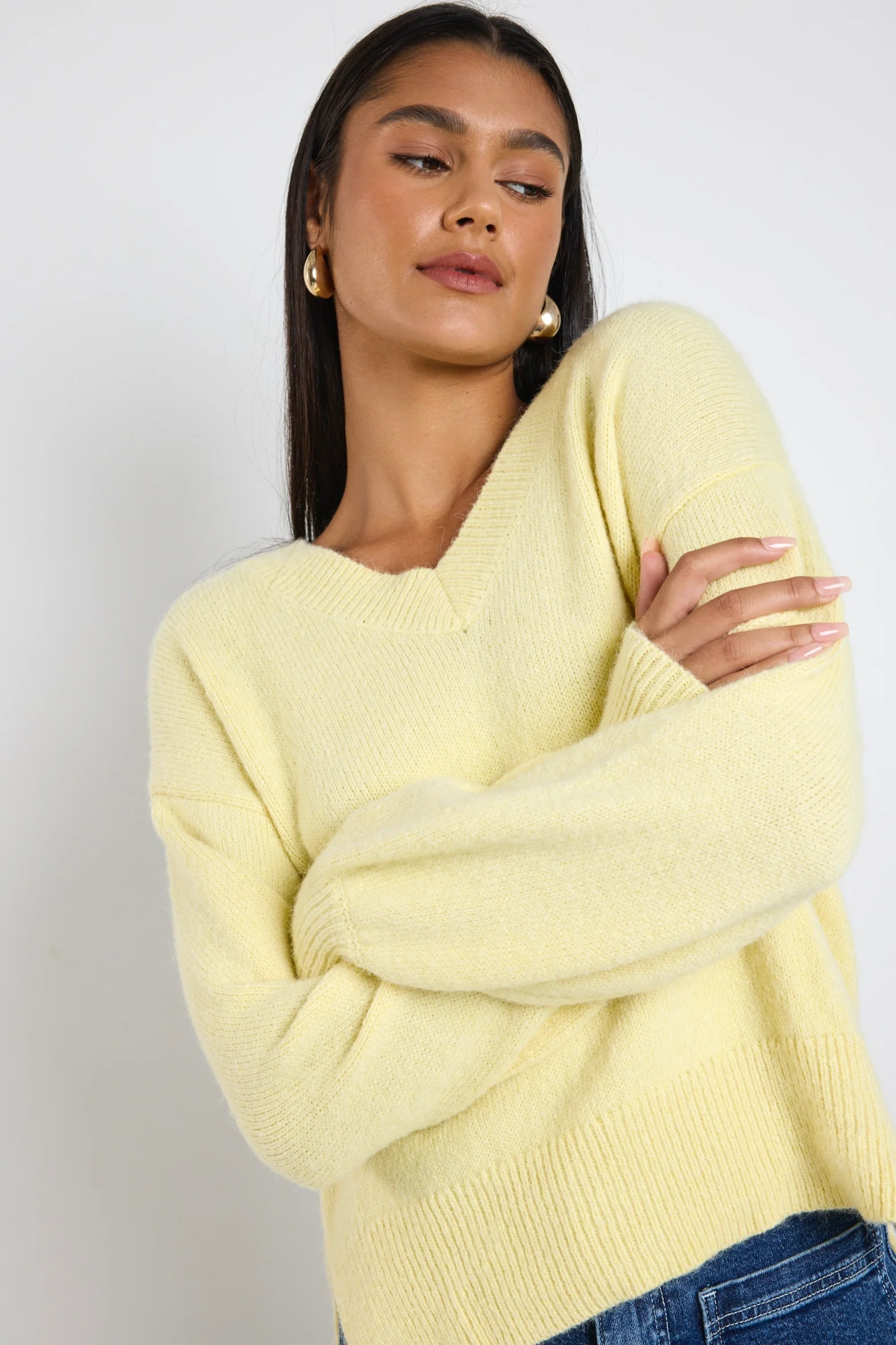 Harvest Butter V Neck Knit Jumper - Image 4