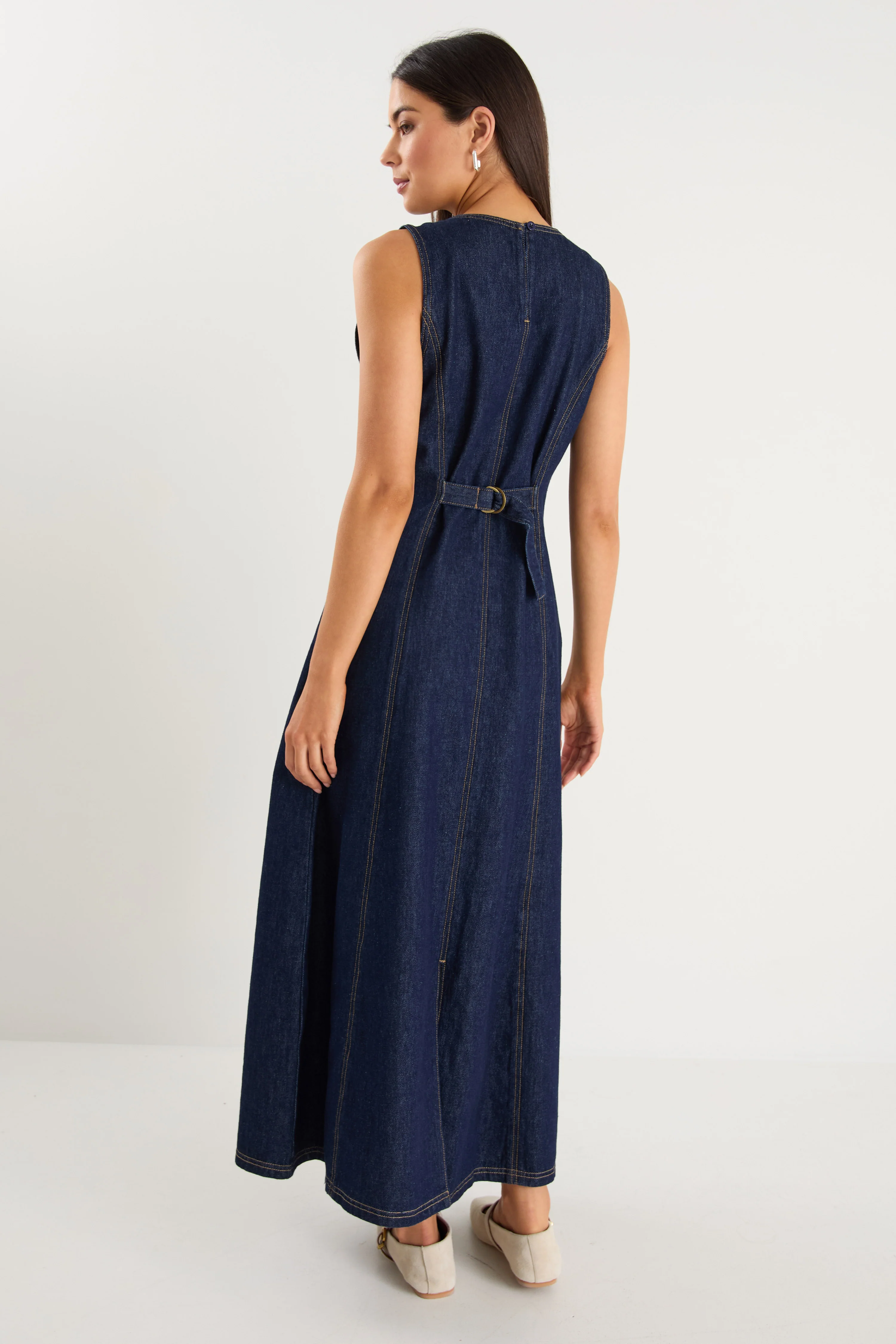 Highway Indigo Denim Sleeveless Midi Dress - Image 3