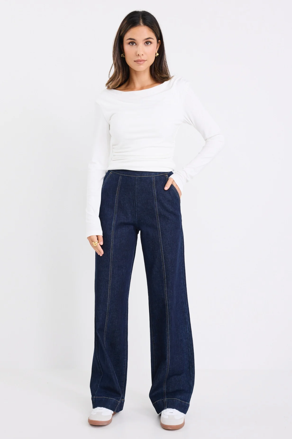 Imperial Indigo Flat Front Wide Leg Jean - Image 2