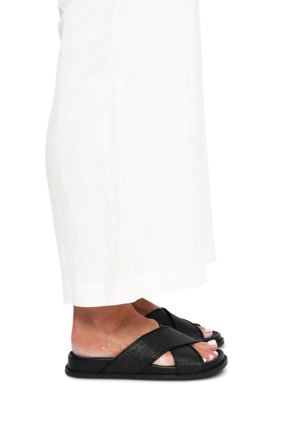Jacee Black Woven Cross Over Slide - Image 5
