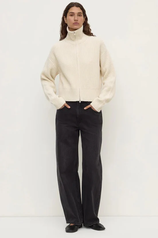 Kaia Antique White Wool Zip Sweater - Image 3