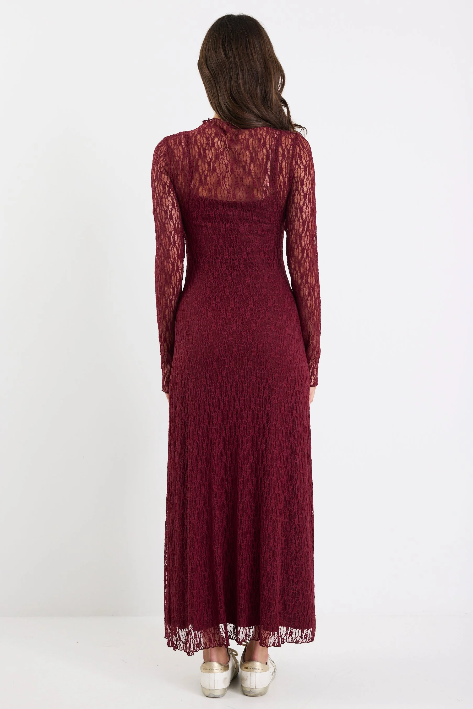Keepsake Burgundy Lace Long Sleeve Maxi Dress - Image 5