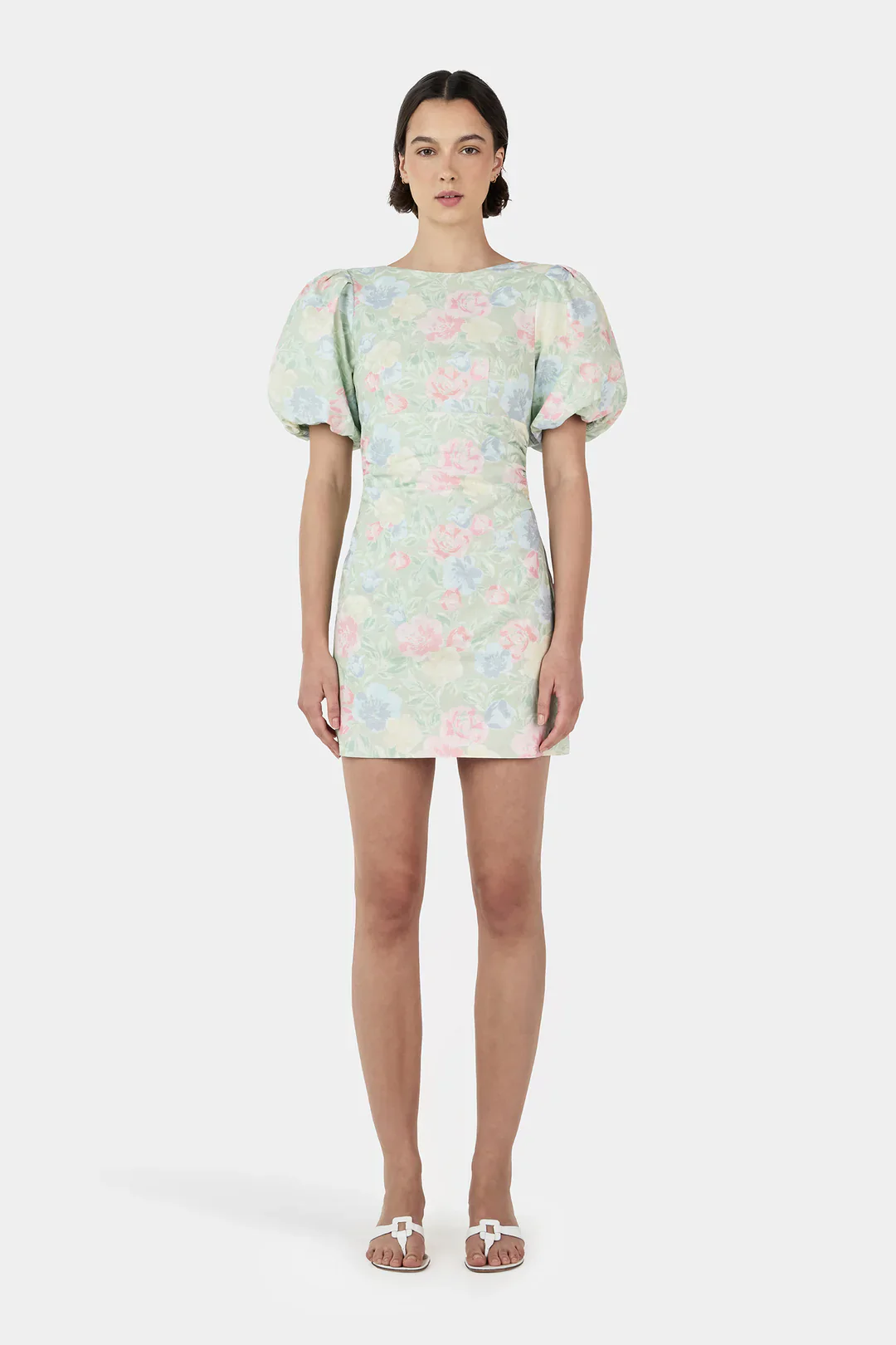 Kimberley Meadow Floral Puff Sleeve Mini Dress