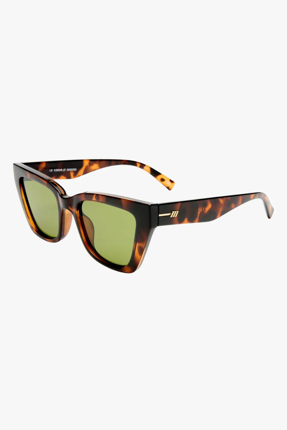Le Coeur Dark Tort Rounded Cat Eye Moss Lens Sunglasses - Image 3
