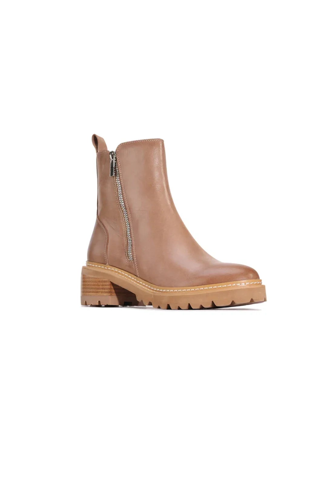 Lindira Light Taupe Double Zip Ankle Boot - Image 3