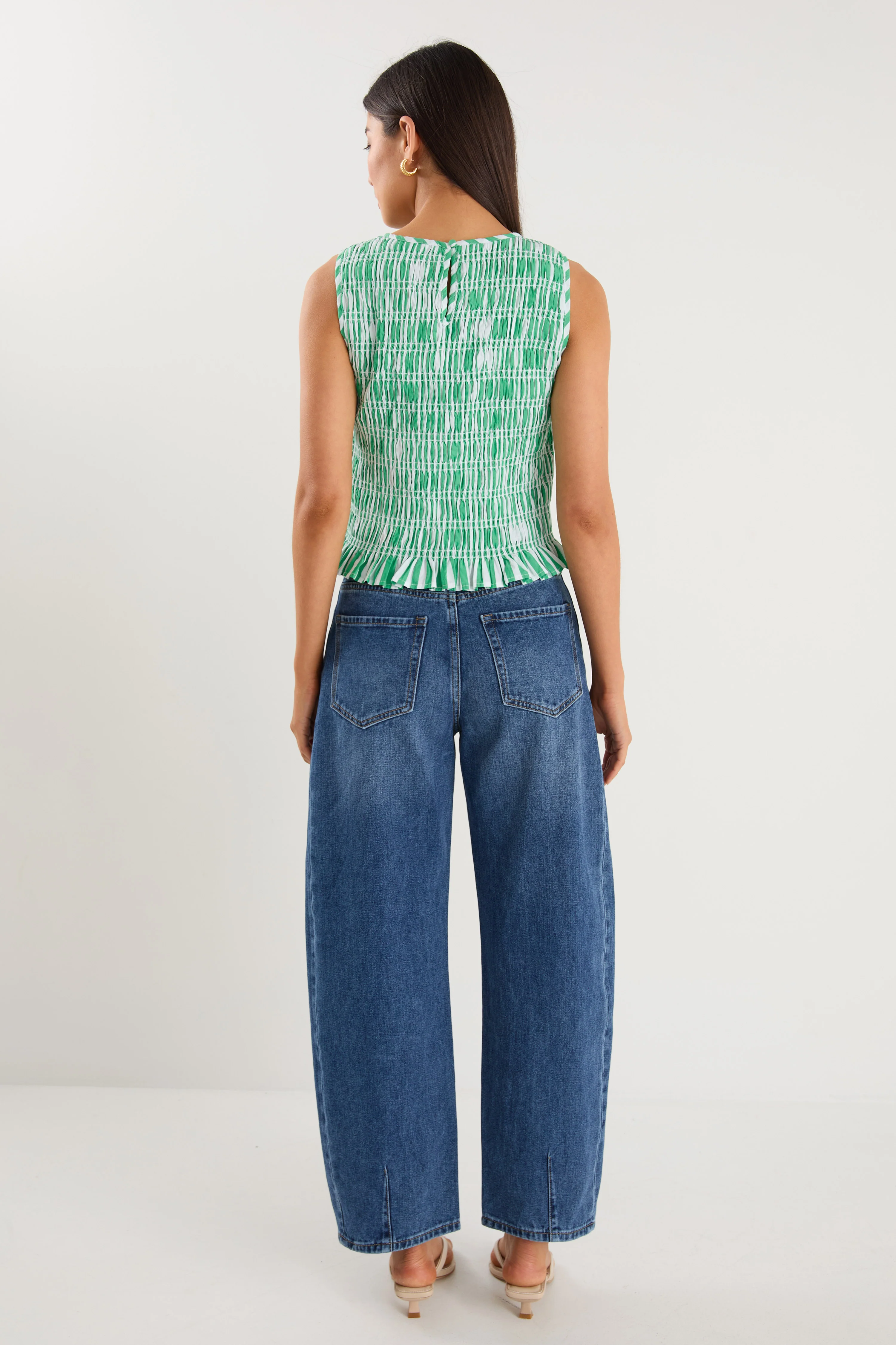 Lonely Green Stripe Shirred Shell Top - Image 6