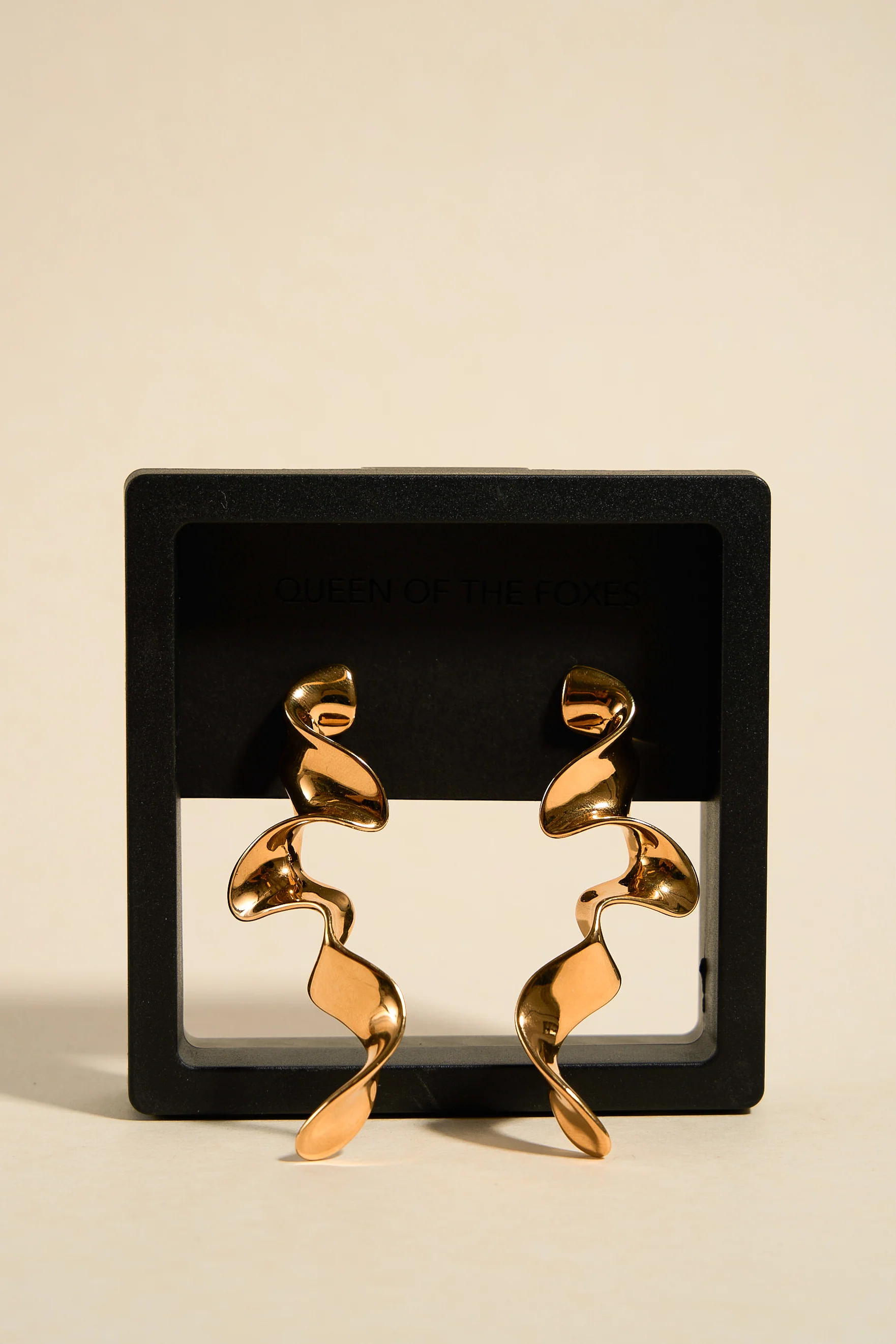 Long Gold Ribbon Earrings - Image 2