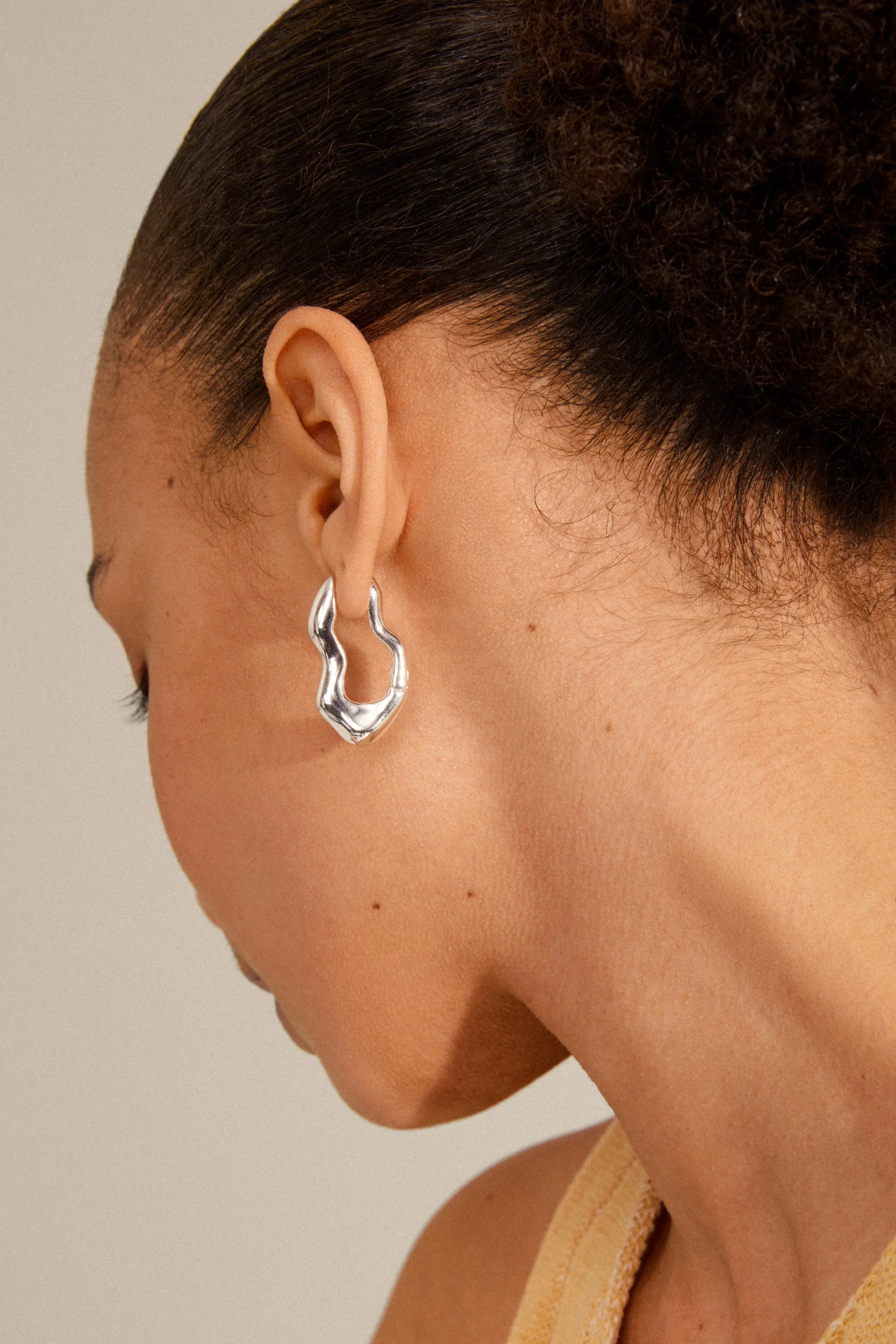 Loulia Wavy EOL Silver Recycled Hoop Earrings - Image 2