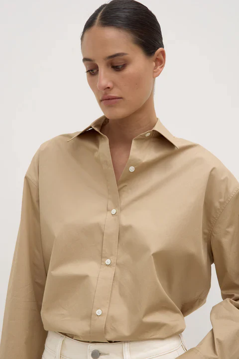 Marigold Tan Poplin LS Shirt - Image 3