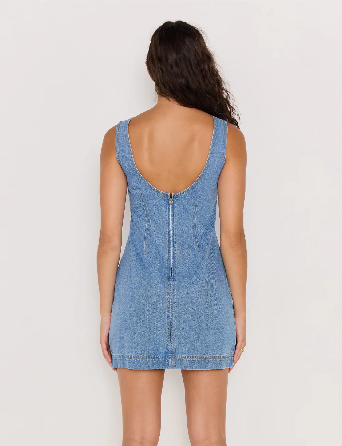 Miles Mid Blue Sleeveless Denim Mini Dress - Image 5