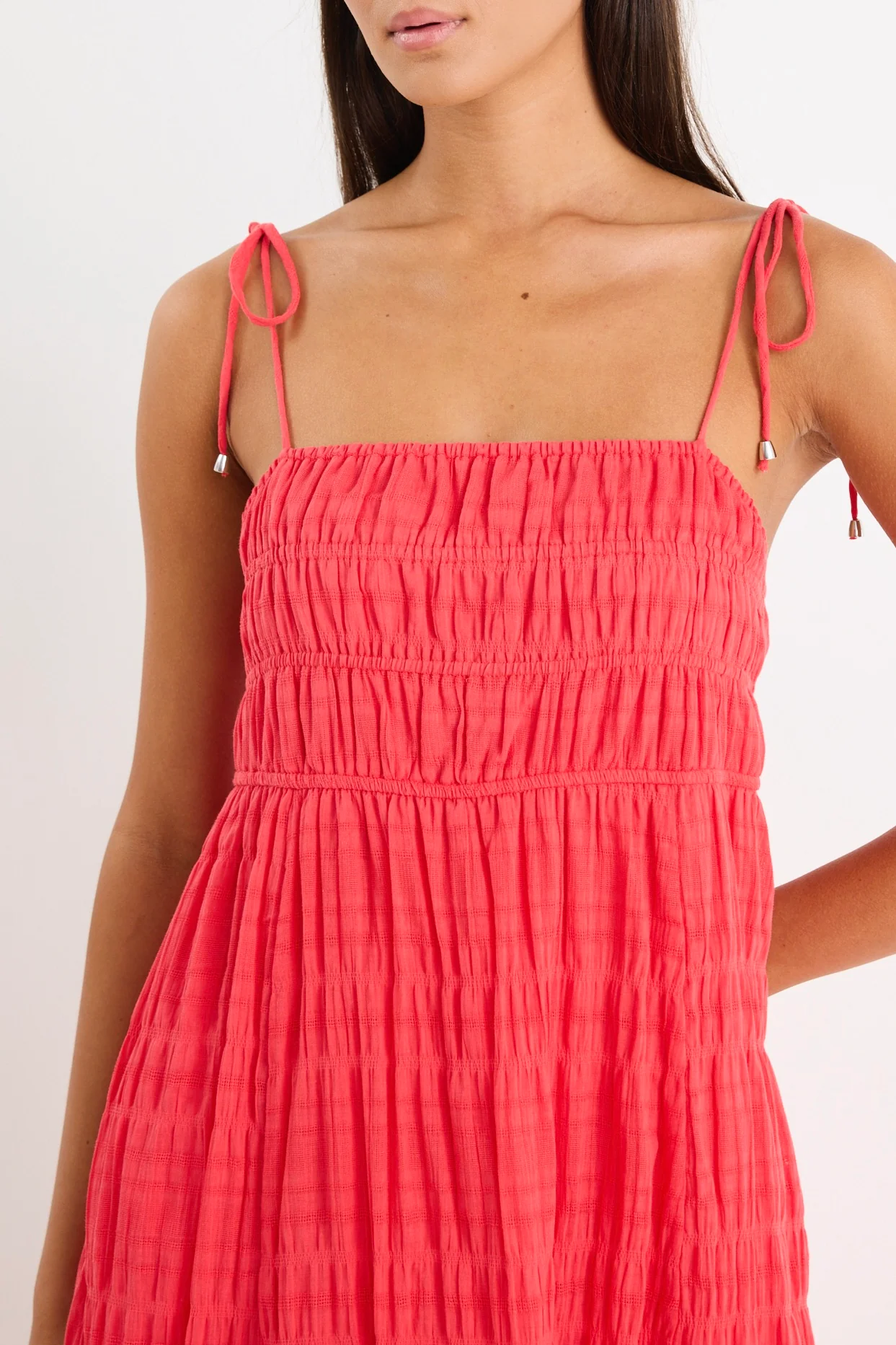 Offshore Poppy Cotton Shirred Strappy Maxi Dress - Image 2