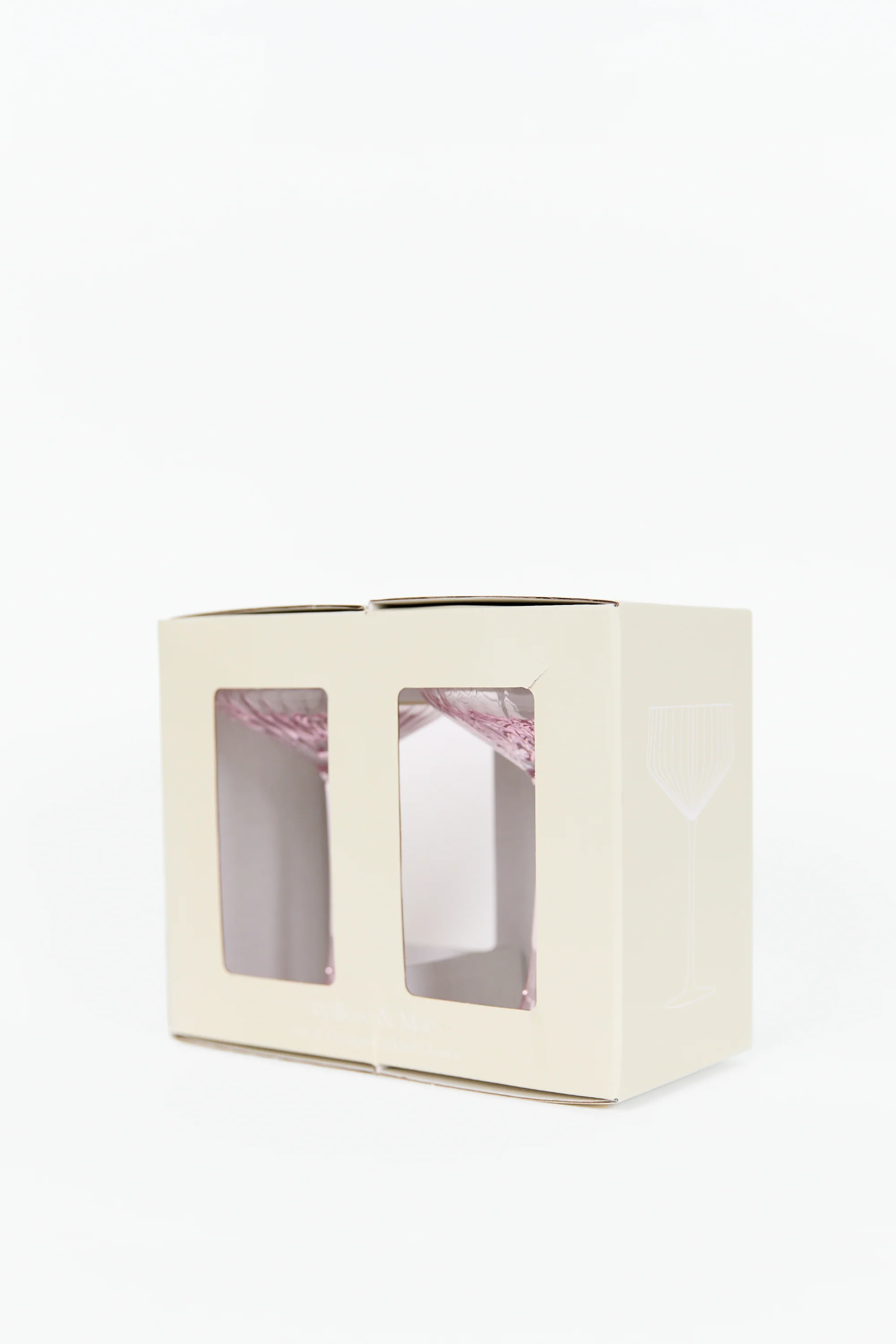 Pale Pink Ribbed Set 2 Coupe Cocktail Glasses - Image 2