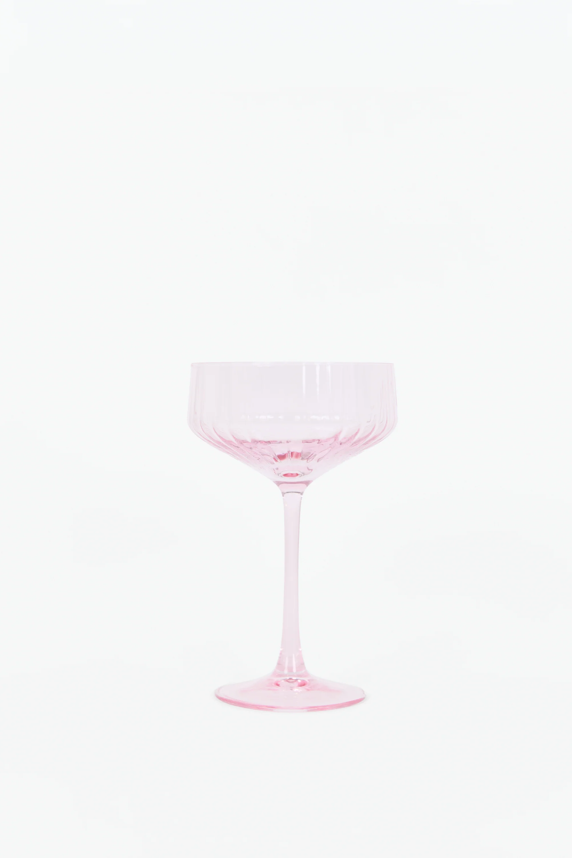 Pale Pink Ribbed Set 2 Coupe Cocktail Glasses - Image 3