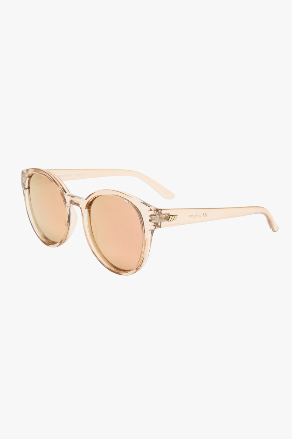 Paramount Round Clear Tan Brass Mirror Lens Sunglasses - Image 3
