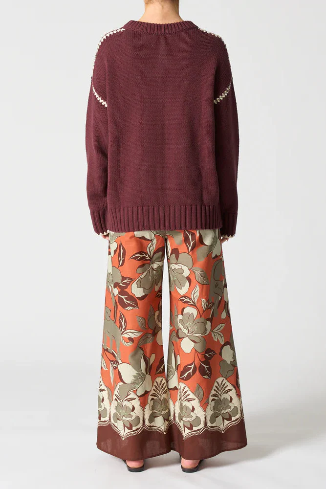 Pasadena Chocolate Contrast Stitch Knit Jumper - Image 4