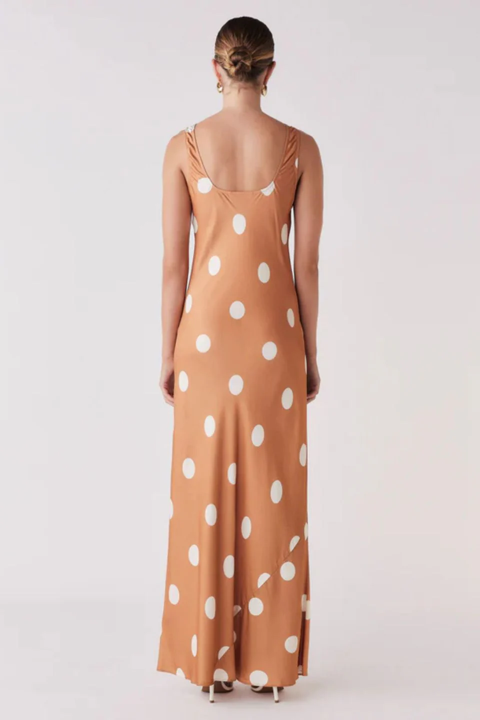 Penny Toffee Spot Sleeveless Satin Midi Slip Dress - Image 4