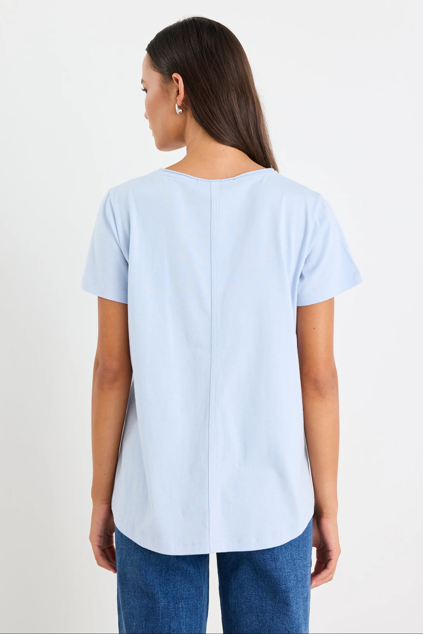 Poetry Ice Blue V Neck Short Sleeved Tee - Image 4