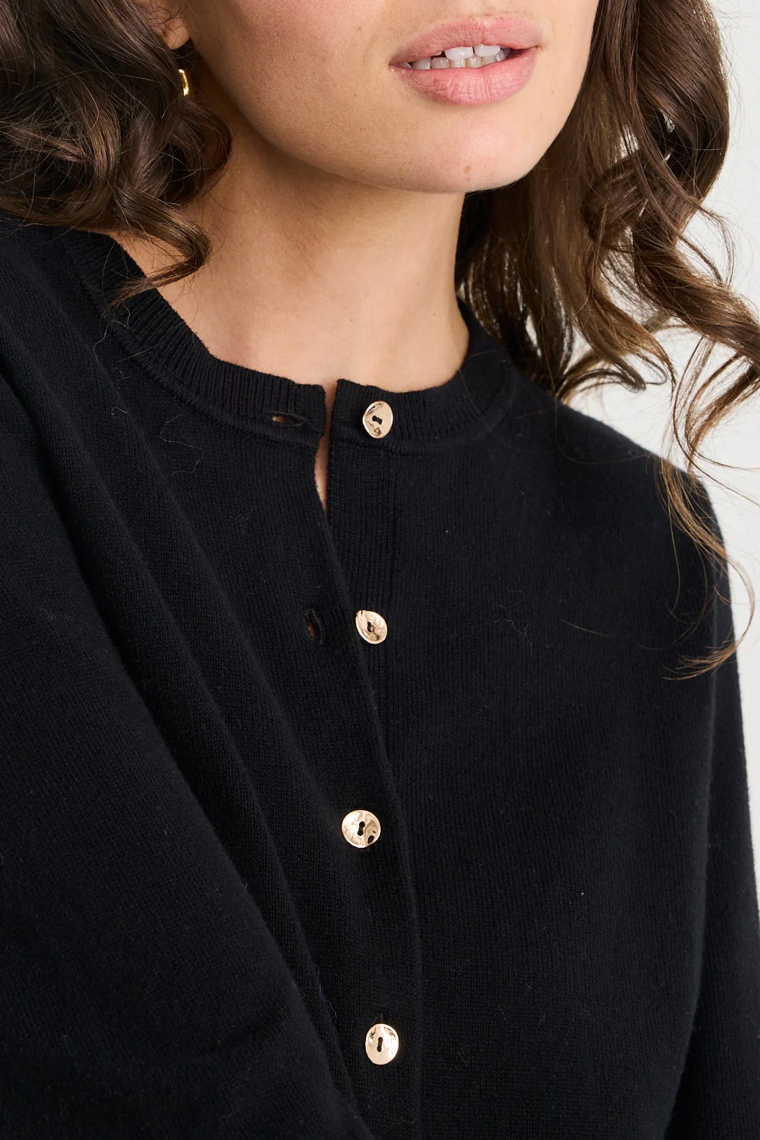 Replica Black Cotton Cashmere Crewneck Cardigan - Image 6