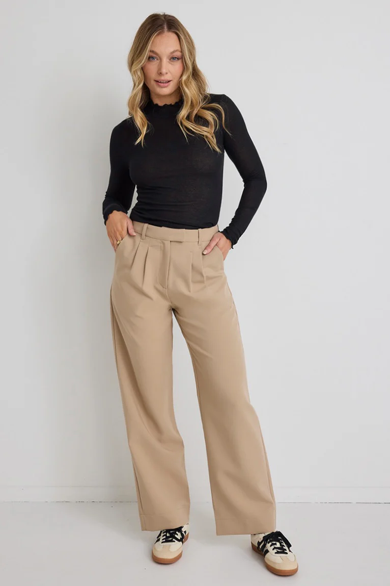 Sister Camel Textured Wide Leg Pants - Image 4