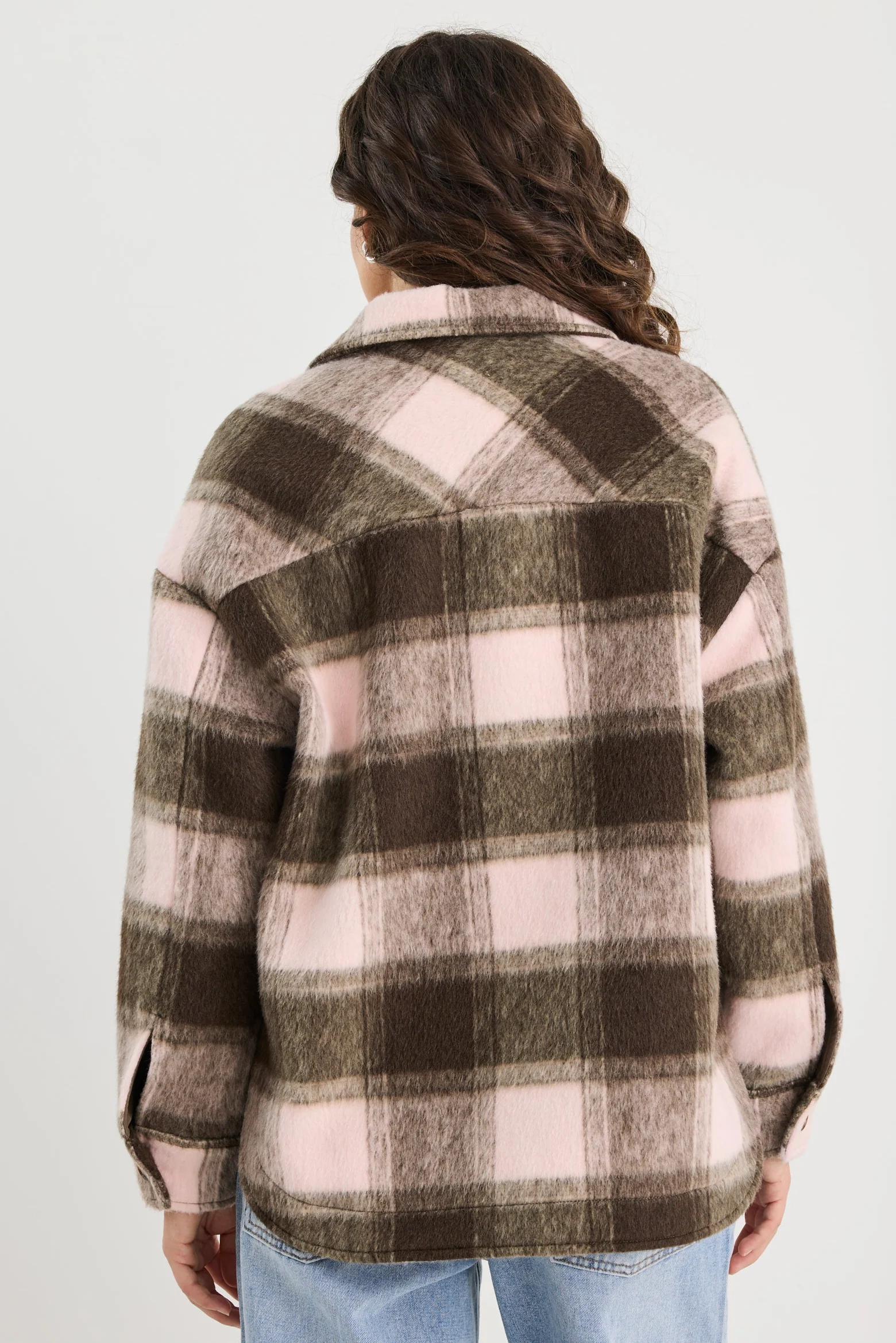 Solace Chocolate Pink Check Oversized Shacket - Image 5