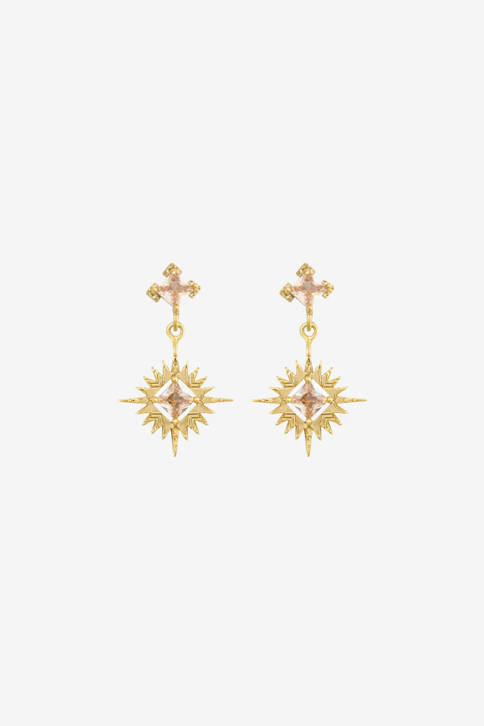 Star Burst Champagne EOL Gold Earrings