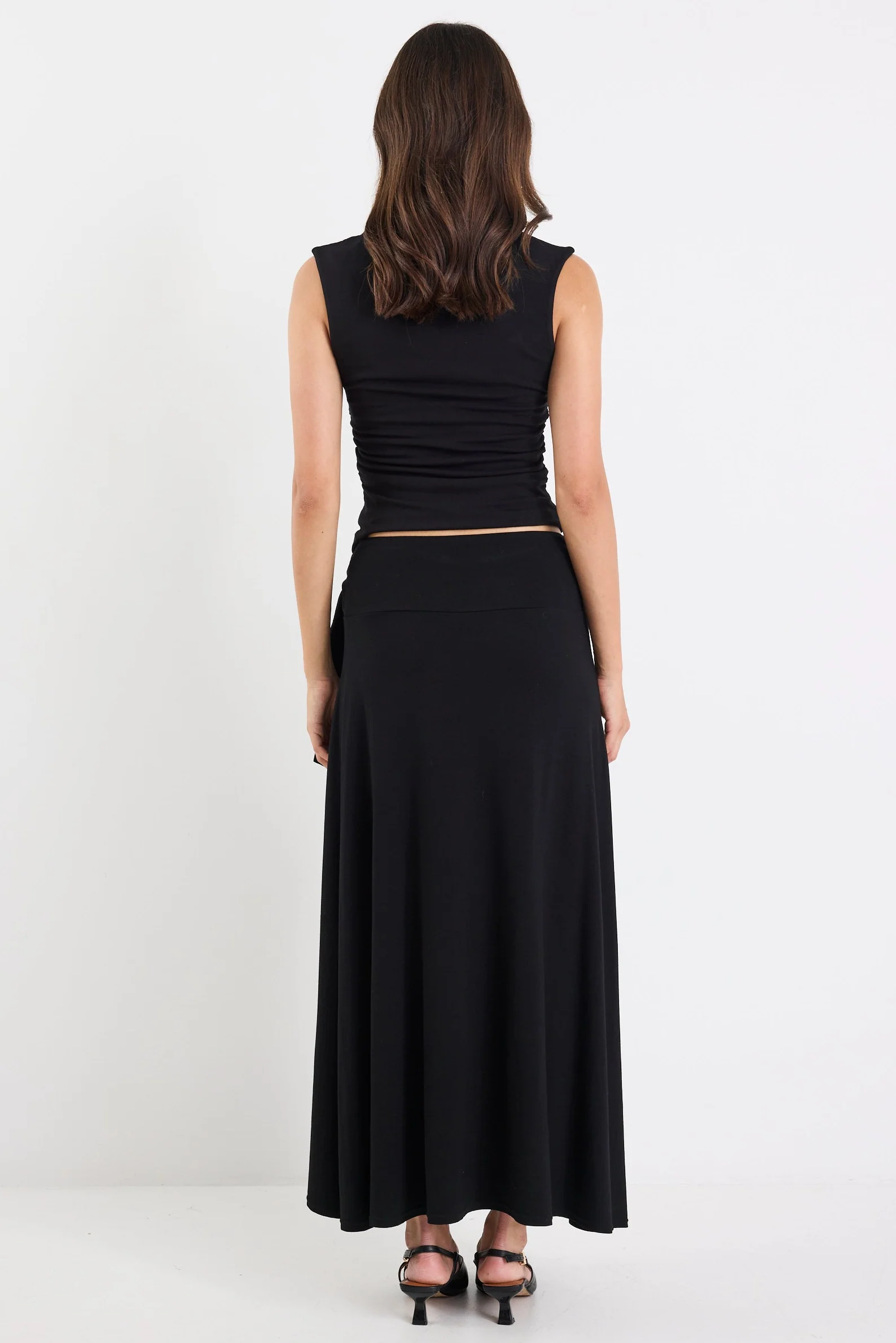 Status Black Jersey Knot Front Maxi Skirt - Image 5