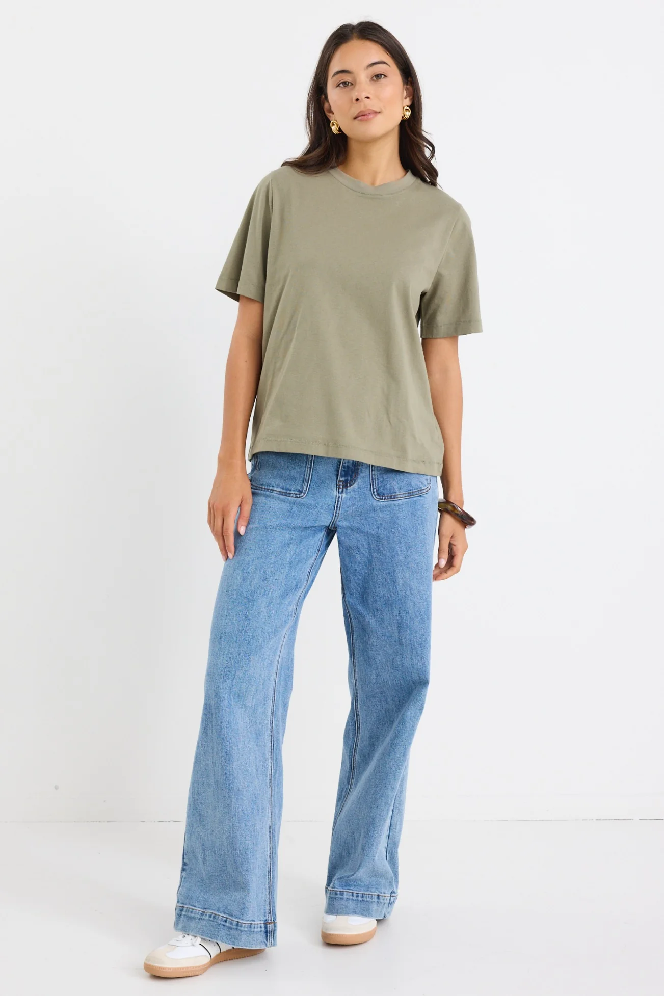 Street Khaki Crew Neck Short Sleeved Boxy SS Tee - Image 3