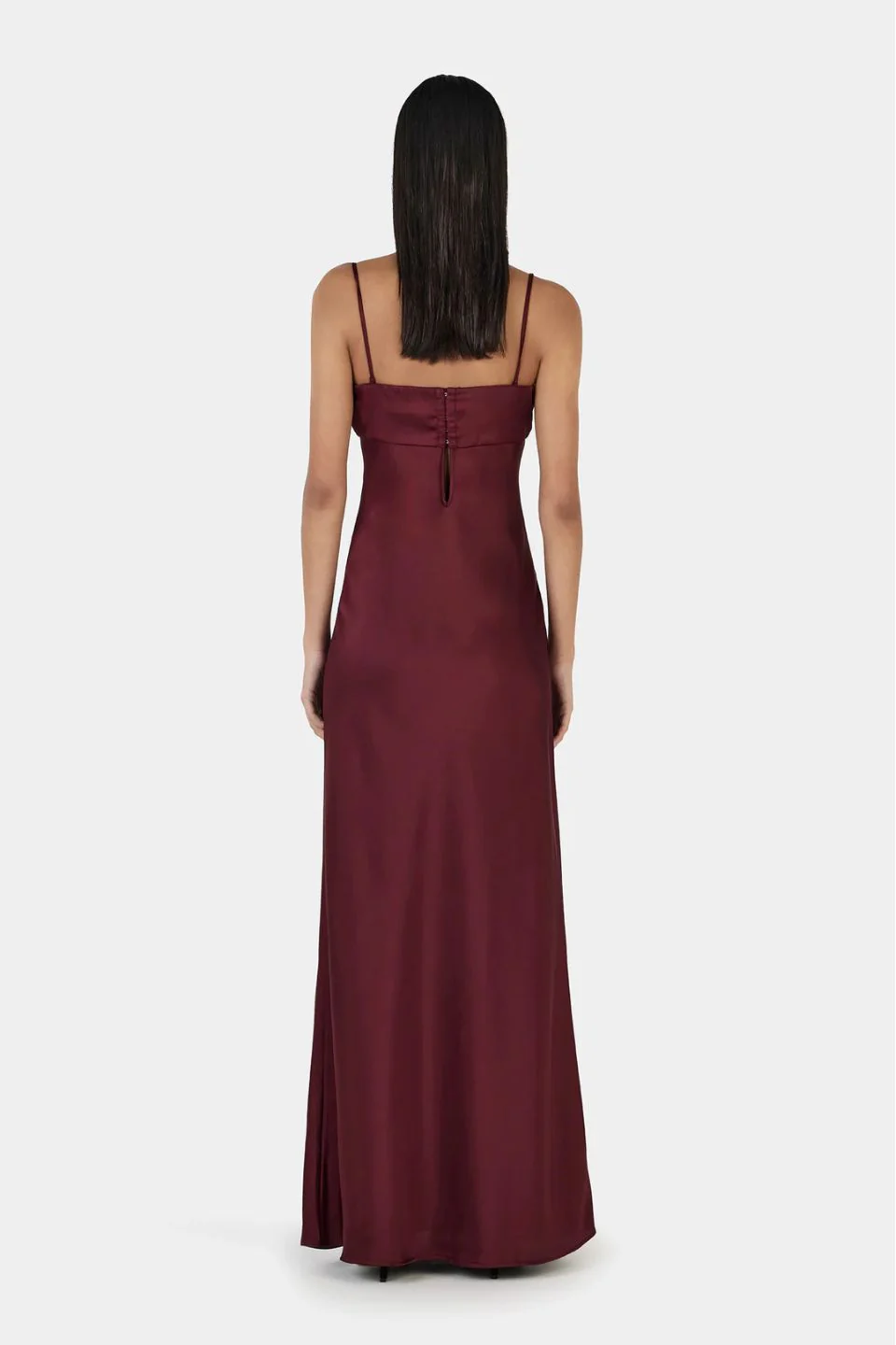 Talulah Burgundy Satin Strappy Maxi Dress - Image 4