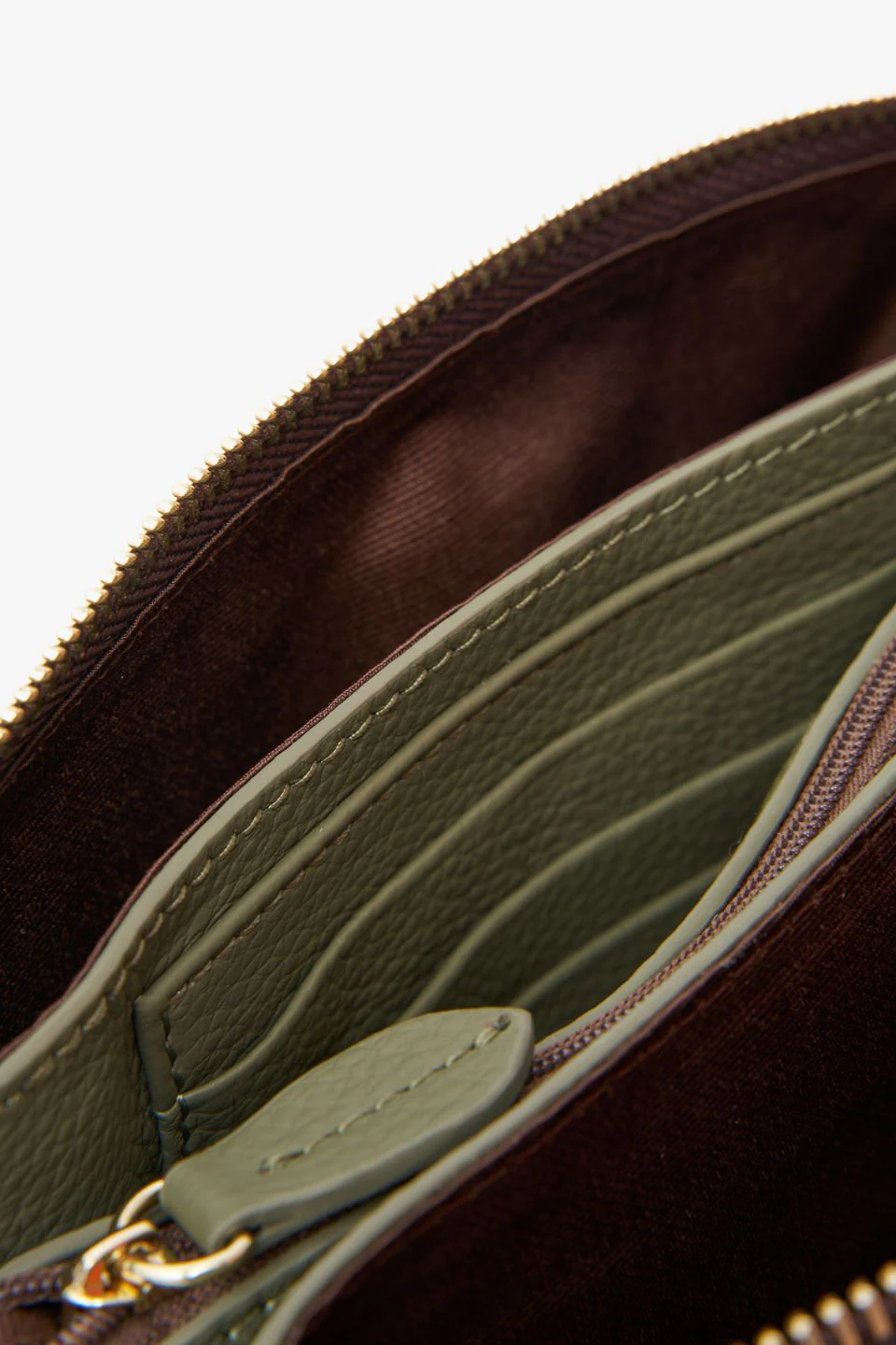 Tilly Multi Pocket Cactus Leather Crossbody Clutch - Image 6