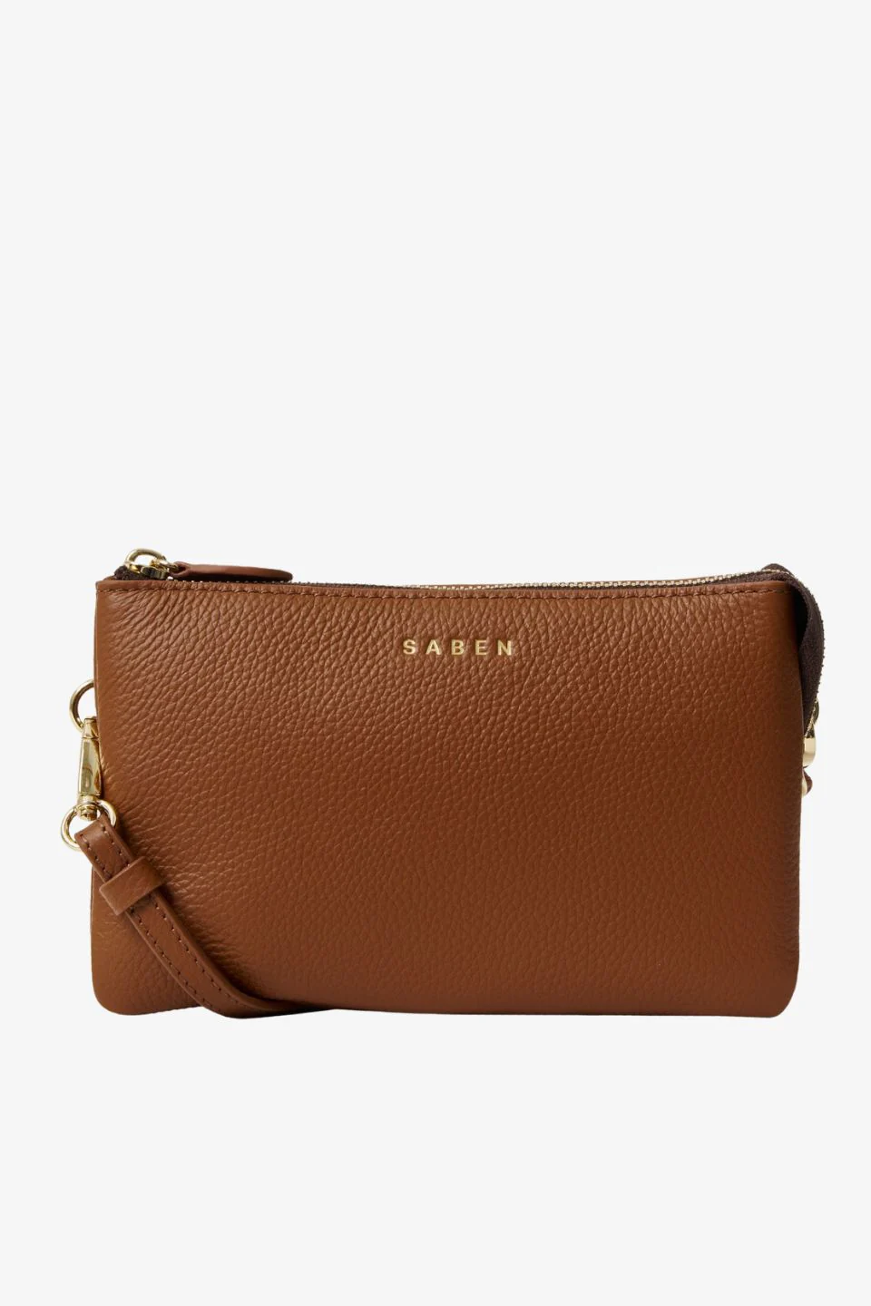 Tilly Multi Pocket Tan Leather Crossbody Clutch - Image 2