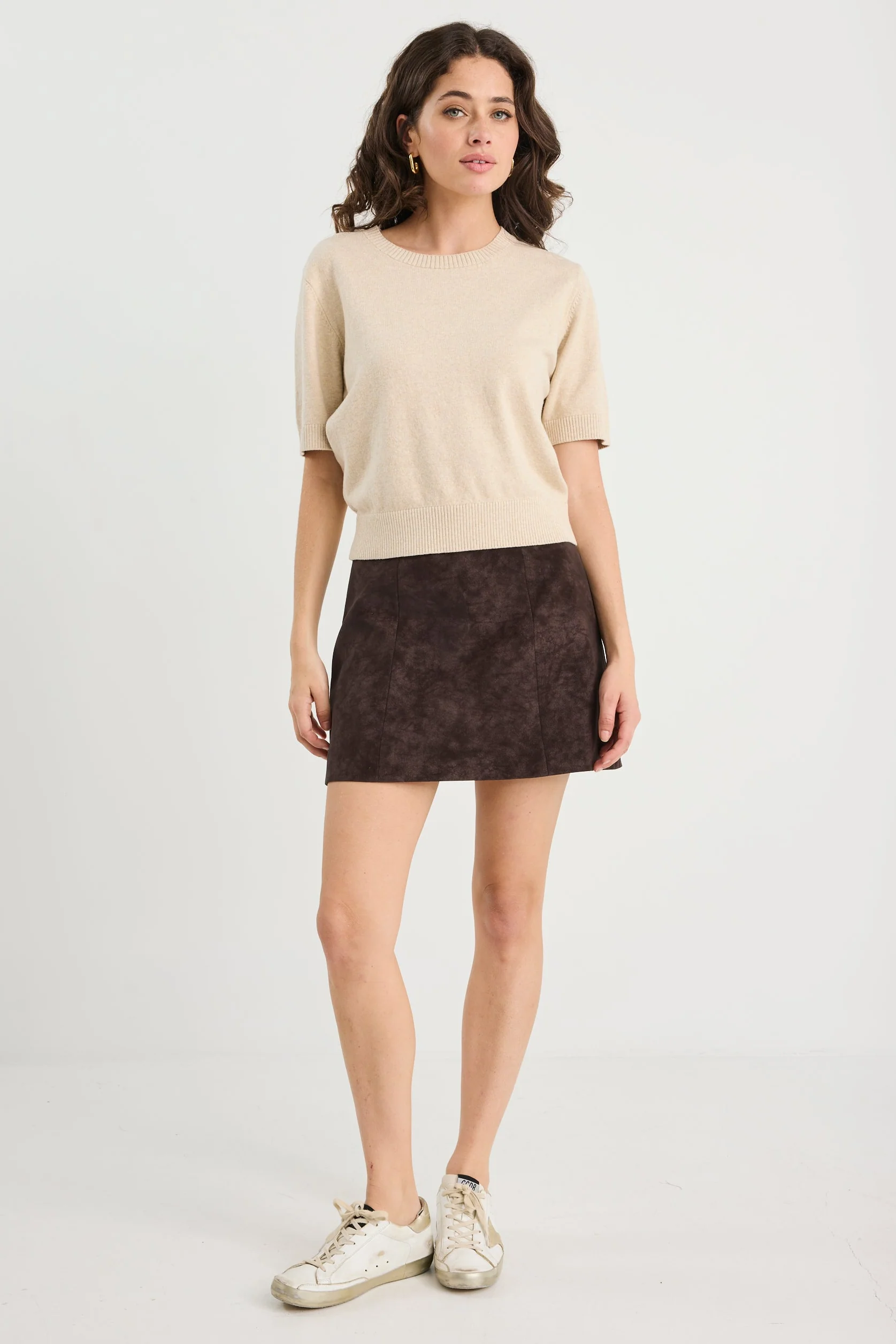 Timeless Chocolate Faux Suede Mini Skirt