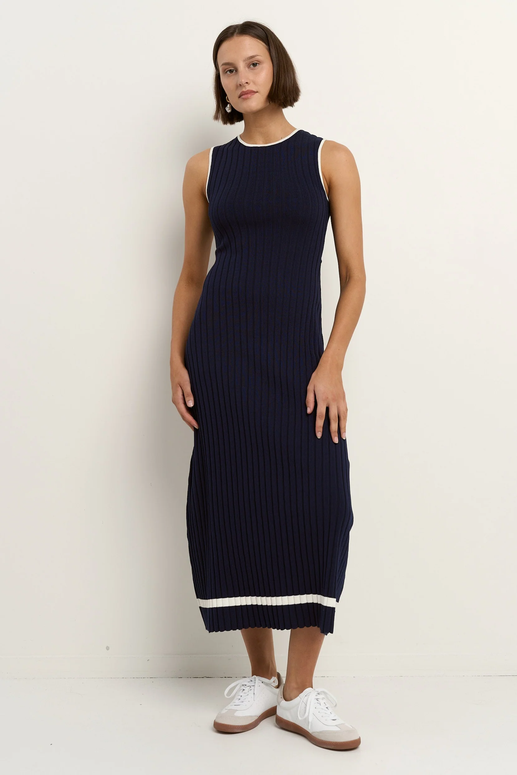 Vanity Navy Rib Sleeveless Knit Maxi Dress - Image 3